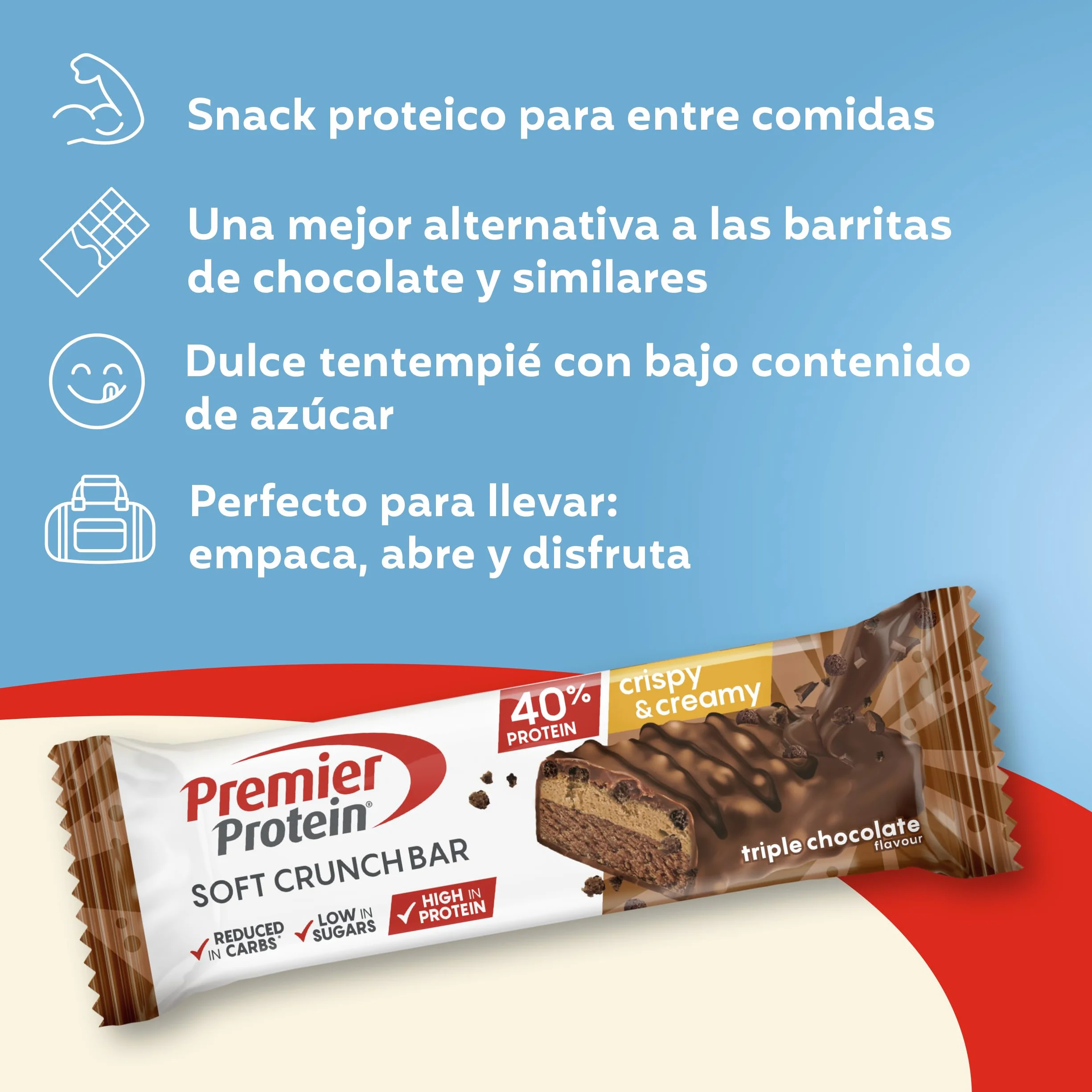 Premier Protein Soft Crunch Bar Triple Chocolate 40% Protein 12x40g