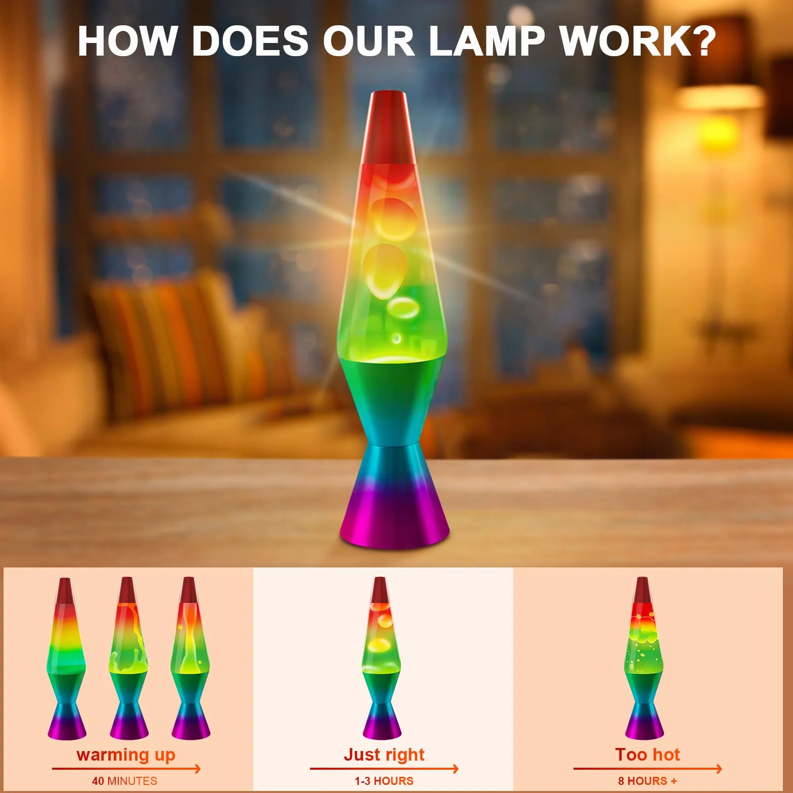 FBSPORT Lámpara de Lava Lámpara Efecto Relajante Luces Nocturnas Decoración Dormitorio Oficina