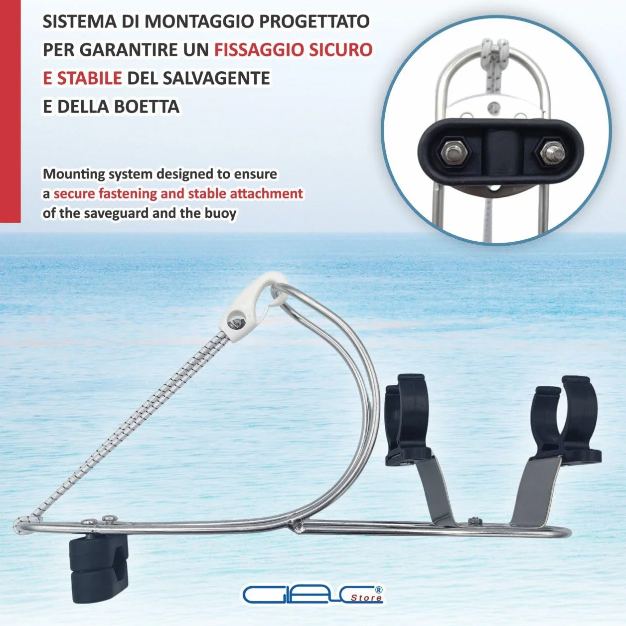 Soporte para flotador anular de acero inoxidable, 19,5 x 17 cm, para suelo o tubos de 22-30 mm, con soporte Boetta