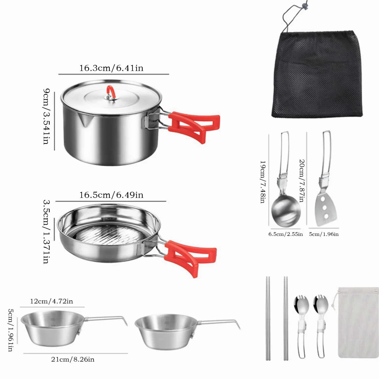 Set De Cocina Para Camping Equipo De Supervivencia Ligero Con Olla Sartén Y | Set De Olla Y Sartén Para Camping Para Acampar, Cocinar, Aire Libre, Senderismo, Pesca, Viaje