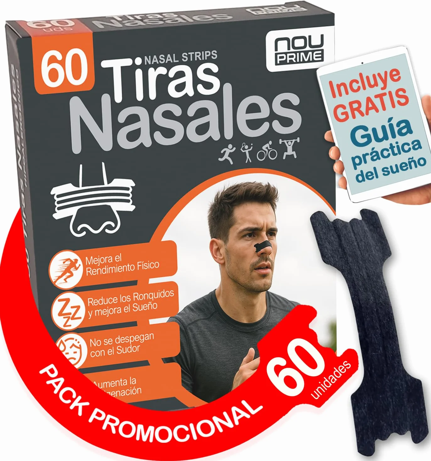 Breathe Right Tiras Nasales Antironquidos 60 Pack Premium Para Dejar De Roncar
