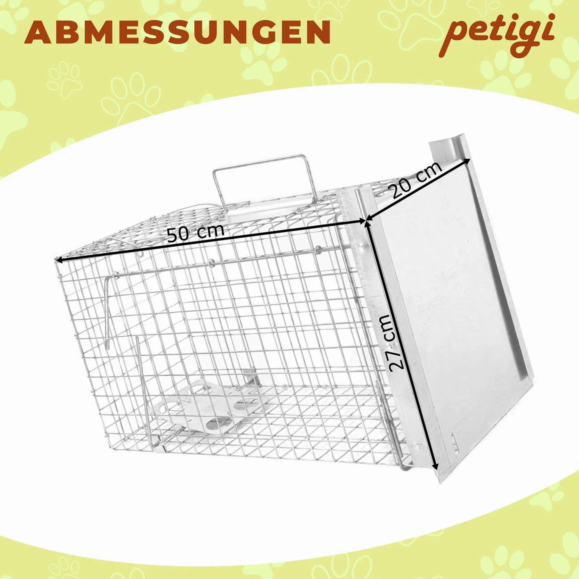 Petigi Animales Humane Trampa Jaula Captura Ratones Ratas Conejos Topos Martas Castores Tejones, Dimensiones/Modelo:Trampa Animales pequeños 7 (50 x 20 x 27 cm)