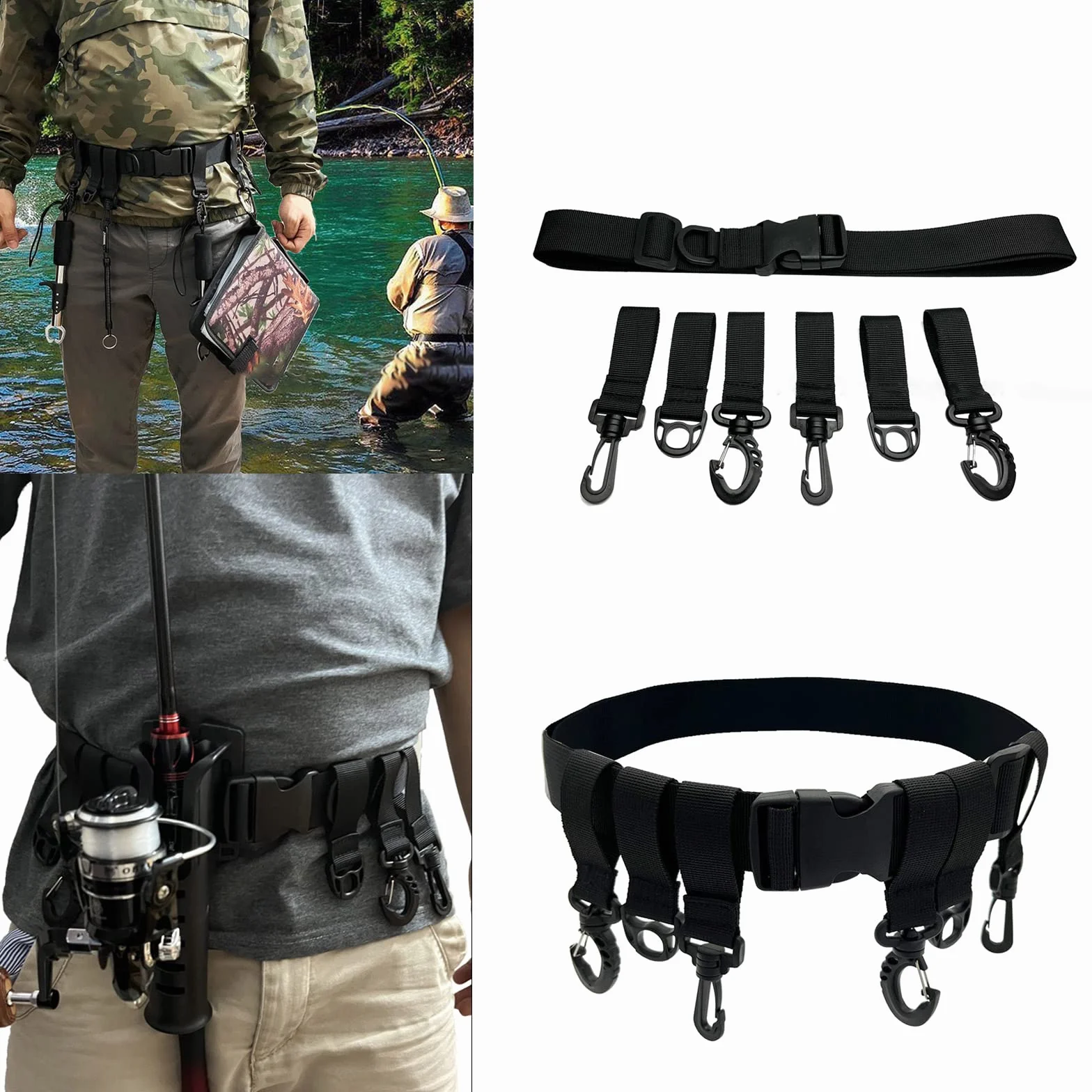 Cinturón de vadeador de pesca, cinturones de vadeo para kayaks, accesorios de pesca, cinturón de lucha, correas de vadeador, anillo en D y gancho, soporte para caña de cintura