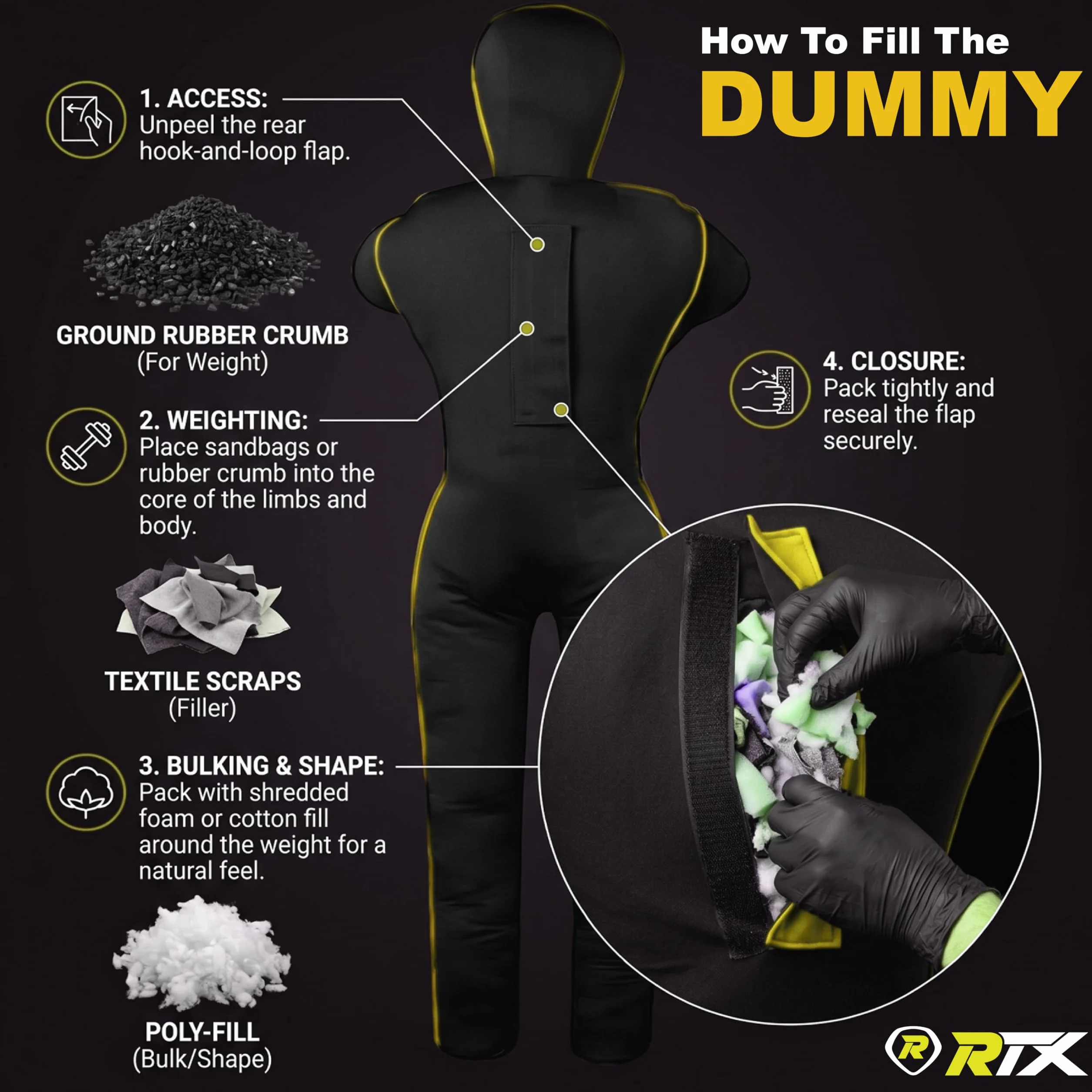 RTX MMA Dummy Judo Grappling Dummy Punch Bag Brazilian BJJ JIU Jitsu Standing Posición de Lucha Libre de Artes Marciales Boxing Karate Entrenamiento Dummy - Lona - UNFILLED