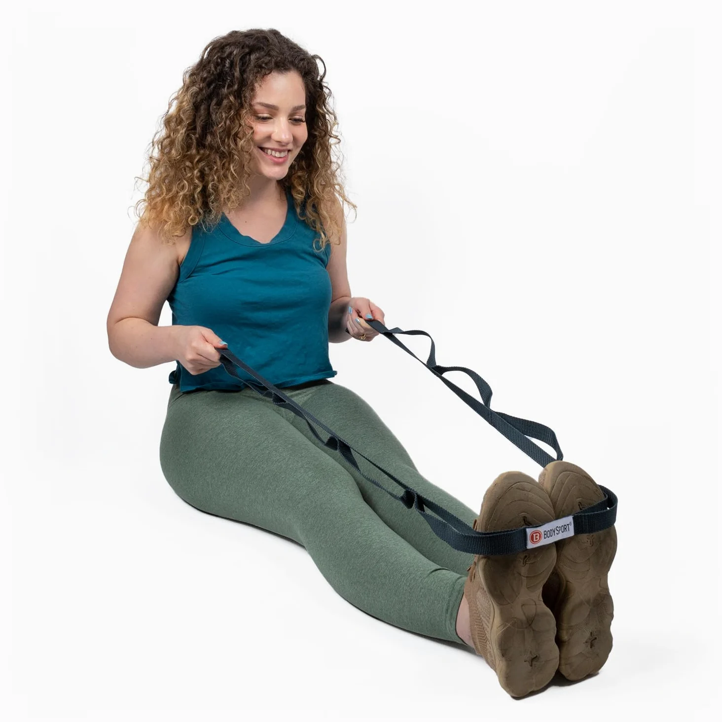 Body Sport Correa elástica estática - Correa elástica tejida duradera con bucles para ejercicios de yoga y gimnasio en el hogar - Para estiramientos previos y posteriores al entrenamiento - Correa