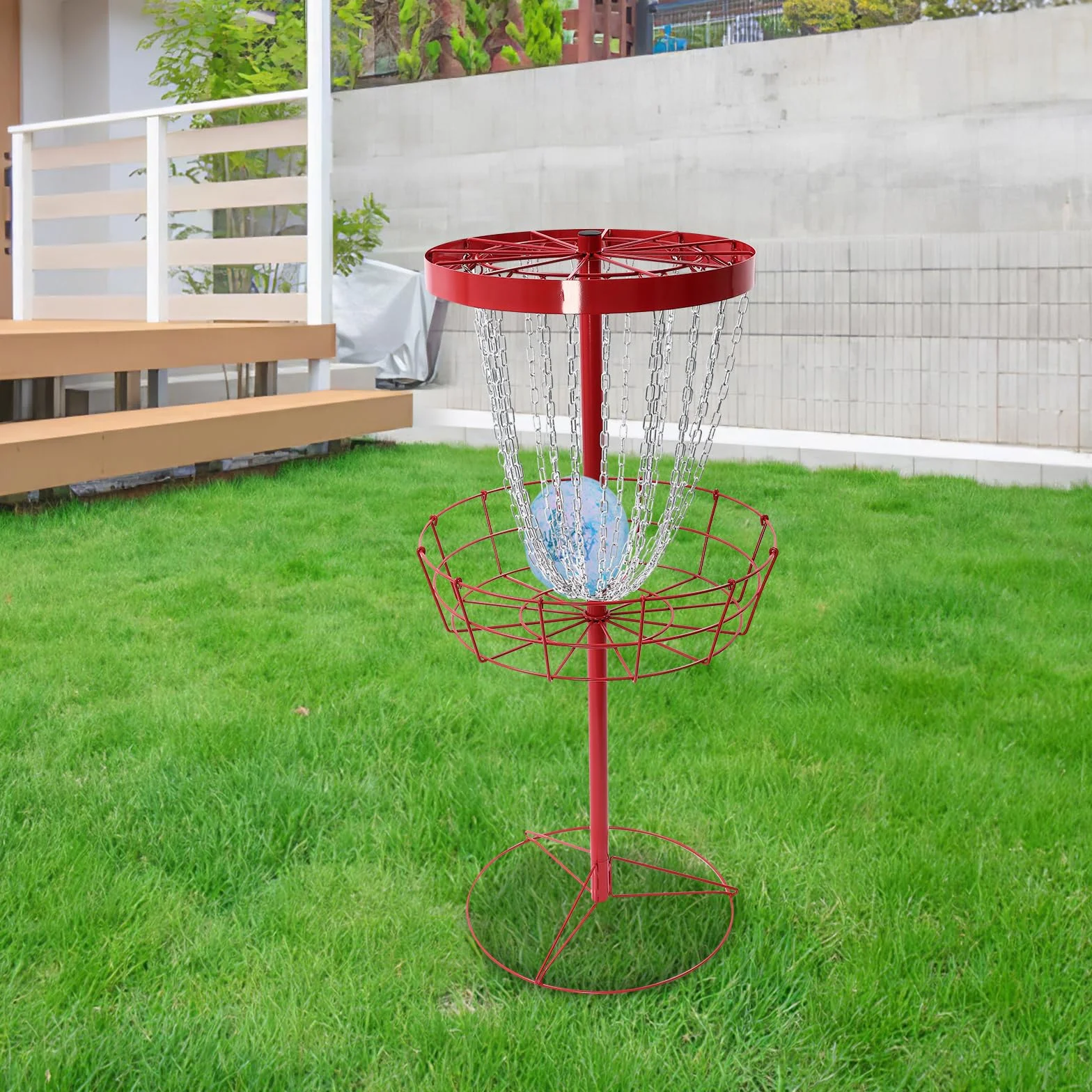 Cesta de golf de disco, altura 132 cm, cadena de doble capa, portátil, portátil, cesta de golf de disco para principiantes, personas mayores