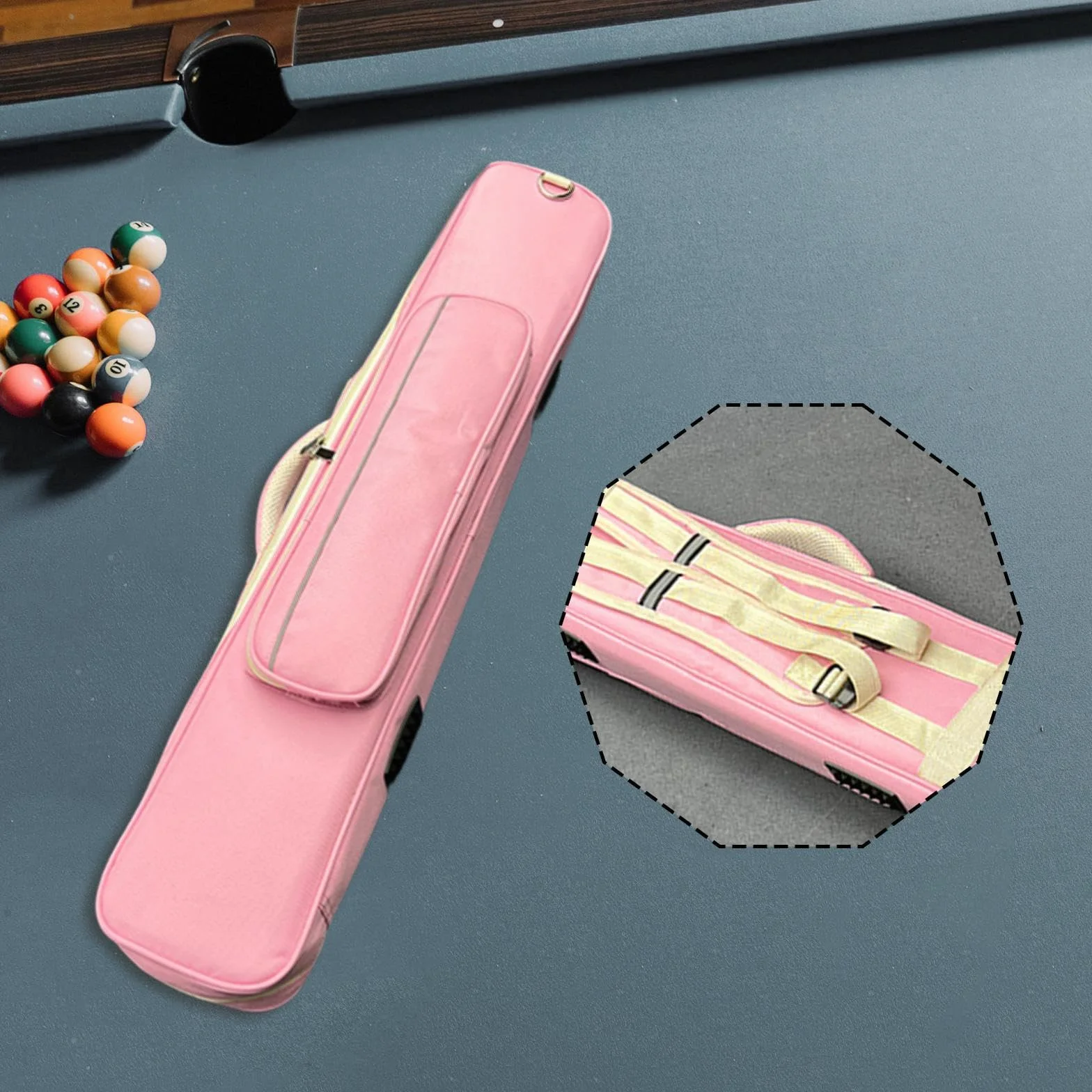 Baoblaze Estuche para Tacos de Billar, Bolsa con Cremallera 1/2 Pulgada, Rosa