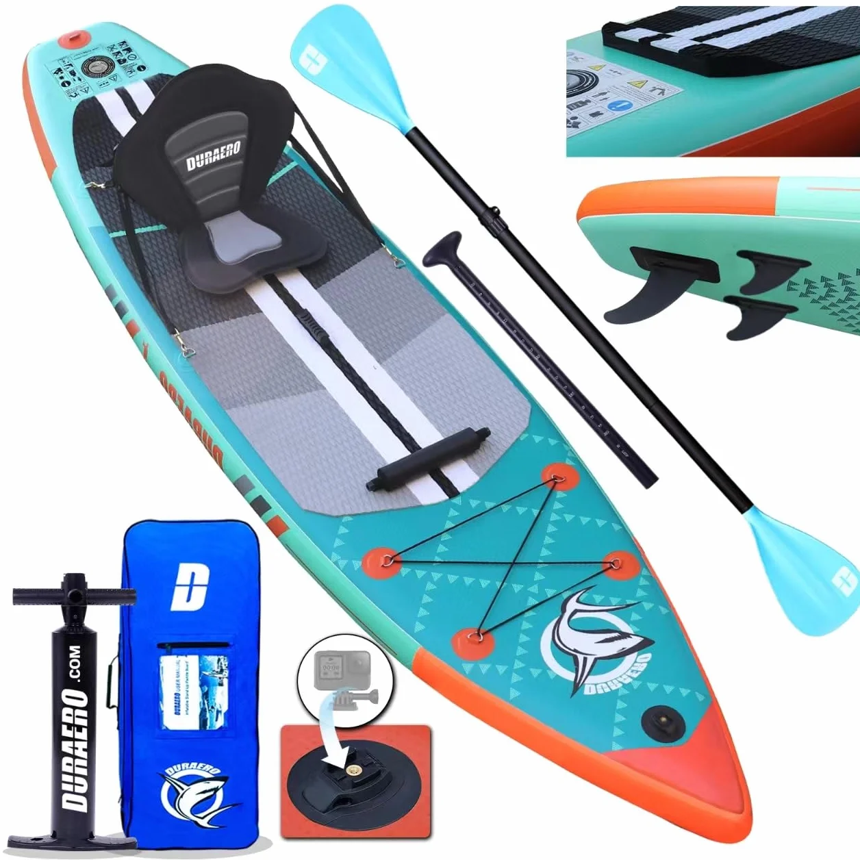 Tabla Hinchable de Paddle Surf 330x76x15 cm 150 kg Asiento Kayak Aleta Desmontable Remo Ajustable Verde Menta
