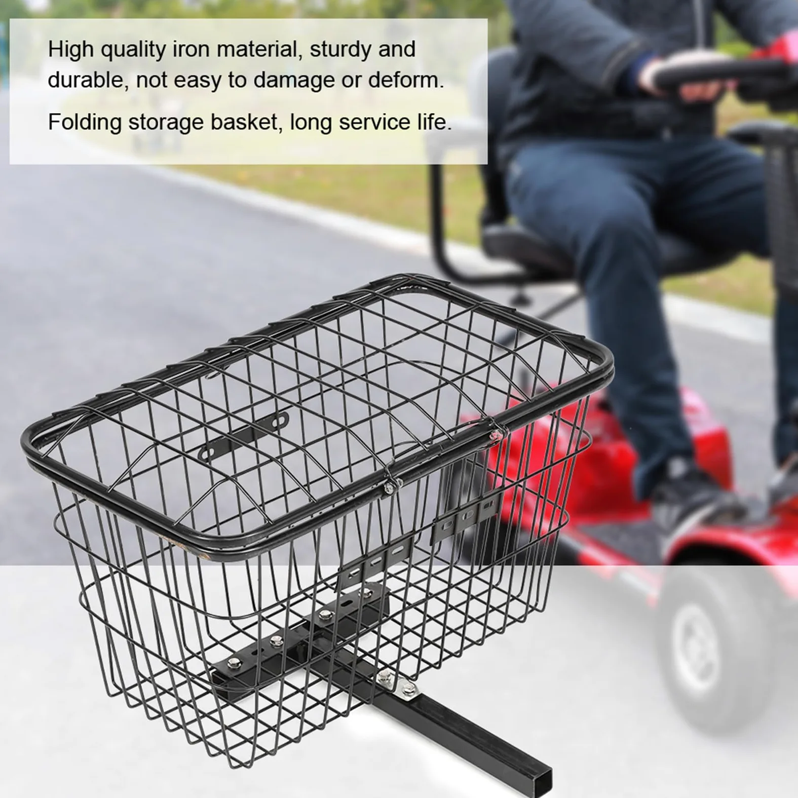 Cesta de Almacenamiento Trasera para Scooter de Movilidad, Bicicleta Eléctrica, Cesta de Almacenamiento para Estante de Carga de Bicicleta, Cesta de Malla de Alambre para Bicicleta con Cubierta, Cesta