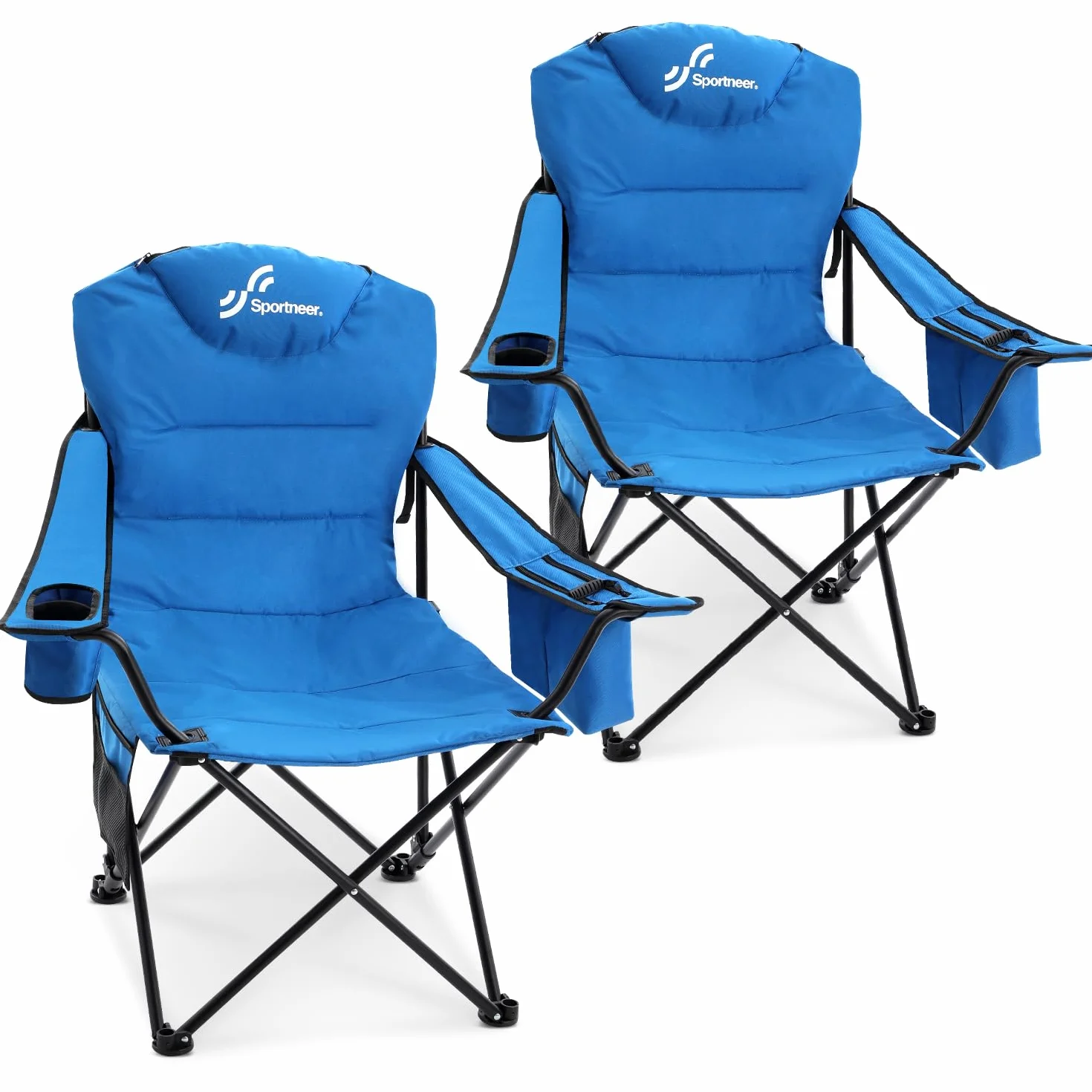 Sportneer Silla Plegable Camping hasta 160 kg, Sillas Camping Plegables 3 ángulos Ajustables, con Respaldo, reposacabezas y Bolsa de Transporte