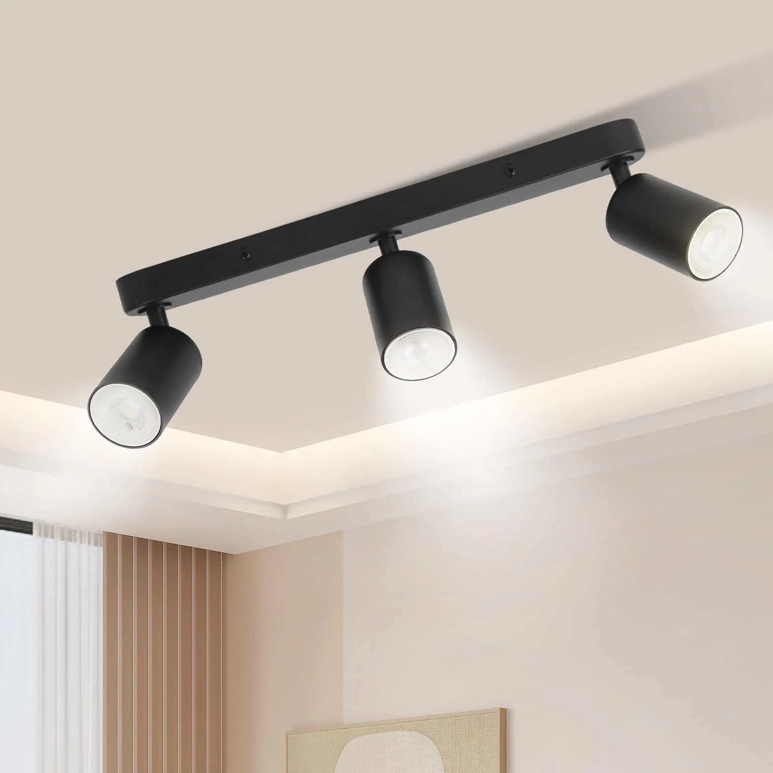 CHENBEN Focos LED GU10 Orientables Giratorios Techo 3 Focos Negro