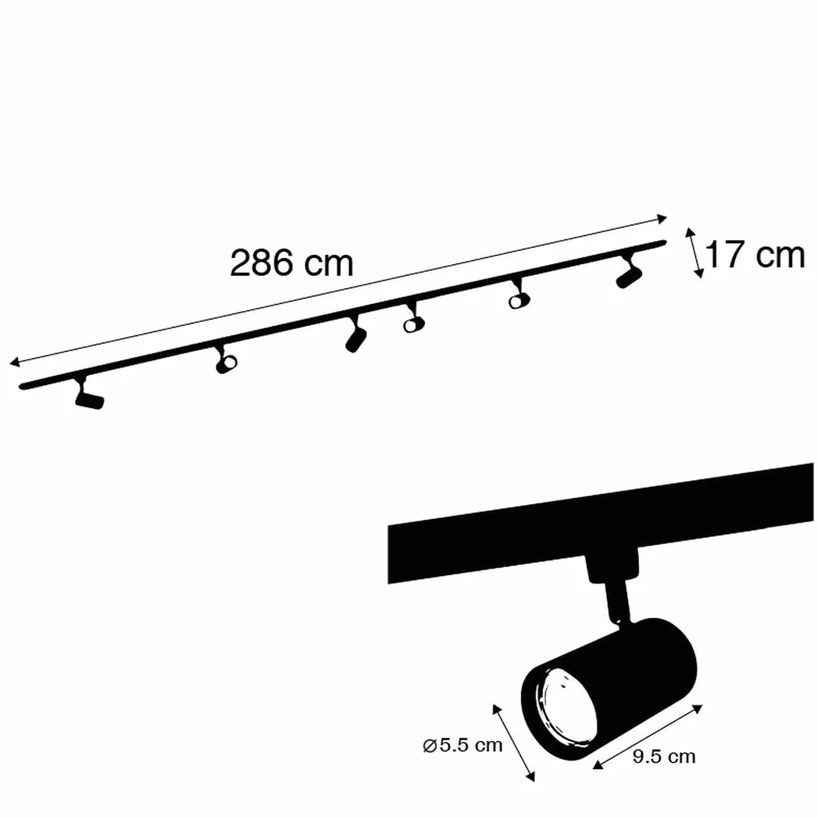QAZQA Moderno railsysteem 6 spots zwart 1-fase 300cm LED Max 6x50W