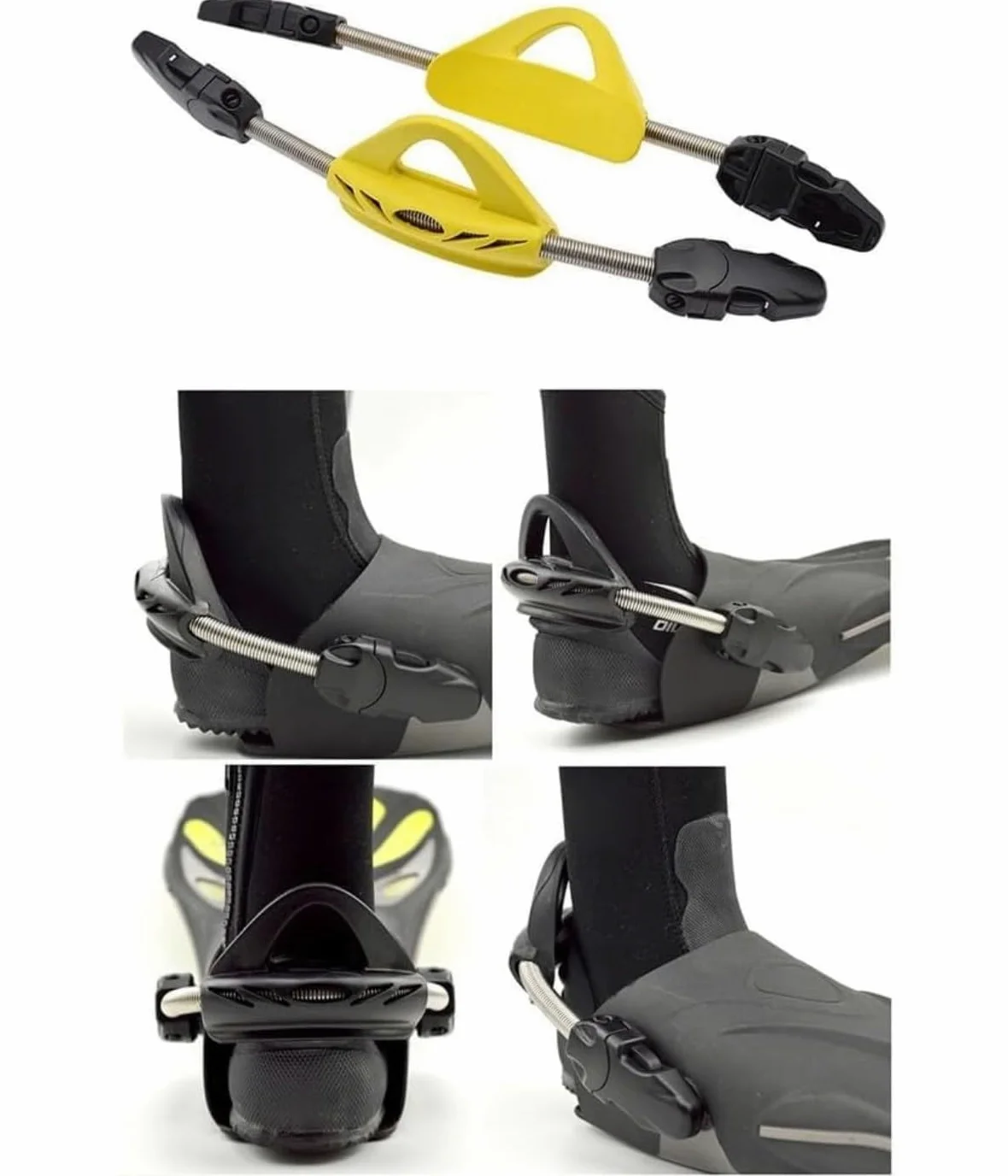Correas de aleta de resorte, aletas fijas, acero inoxidable 304, resistentes al agua de mar, buena tenacidad, para Cressi, Mares Fin (M, negra), 2 unidades