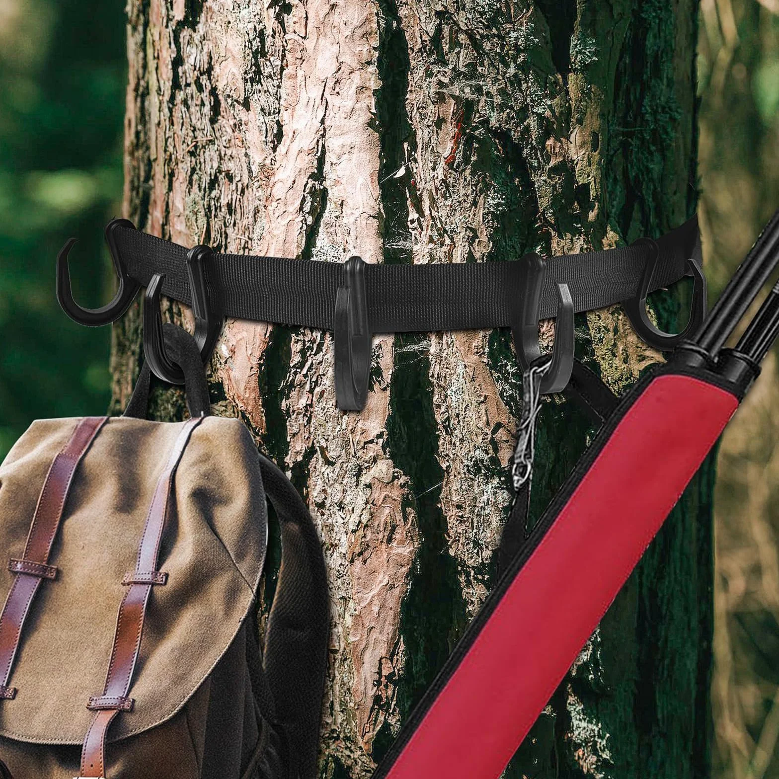 Treestand Gear Hangers Juego de Accesorios para Soporte de árbol Treestand Hanger con Ganchos, Correa para Soporte de árbol Treestand Strap Gear Hangers para Engranajes de Caza