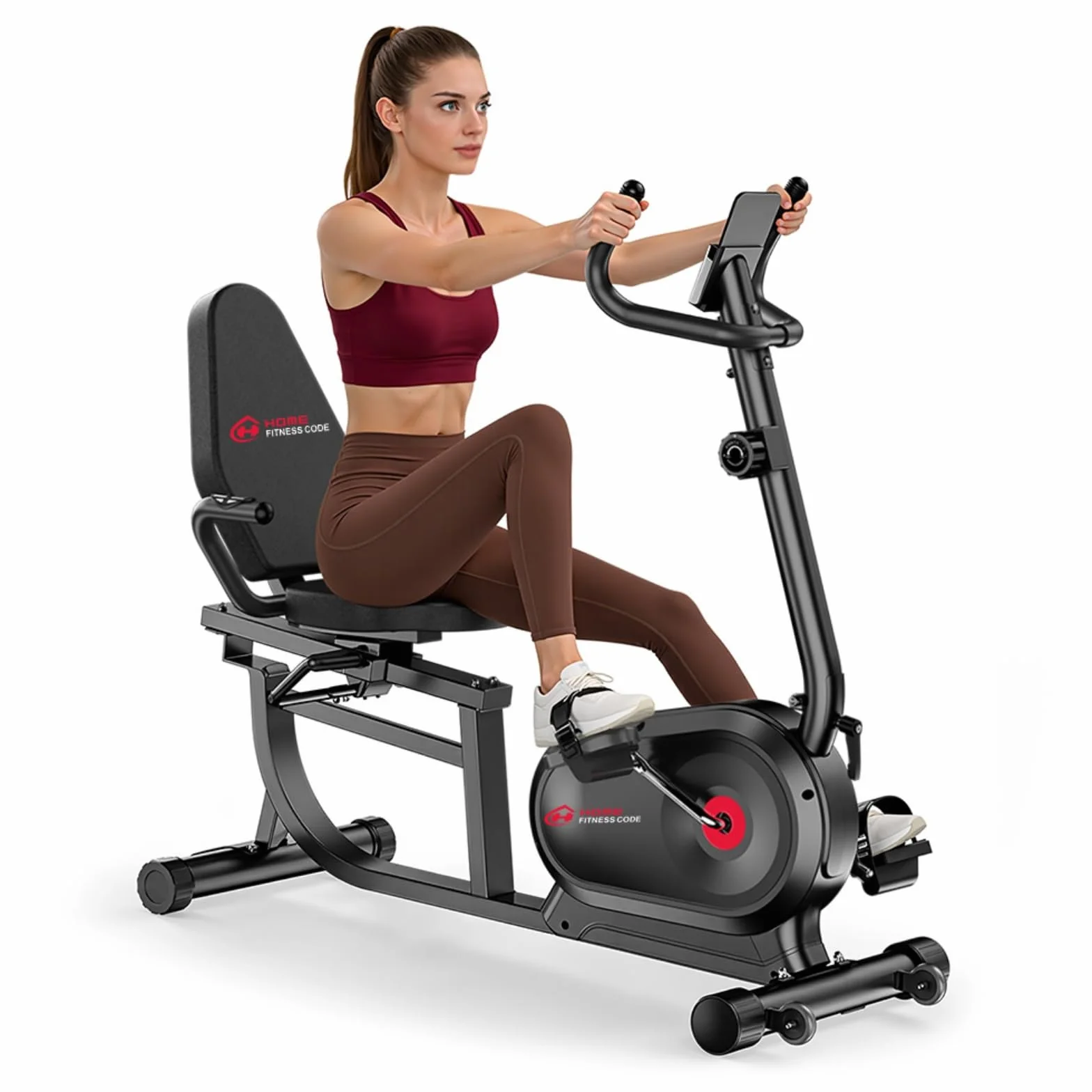 Bicicleta estática 5 en 1 con 16 resistencia magnética y capacidad de carga de 150 kg, ergómetro con respaldo y pantalla LCD, asas de frecuencia cardíaca, fitness