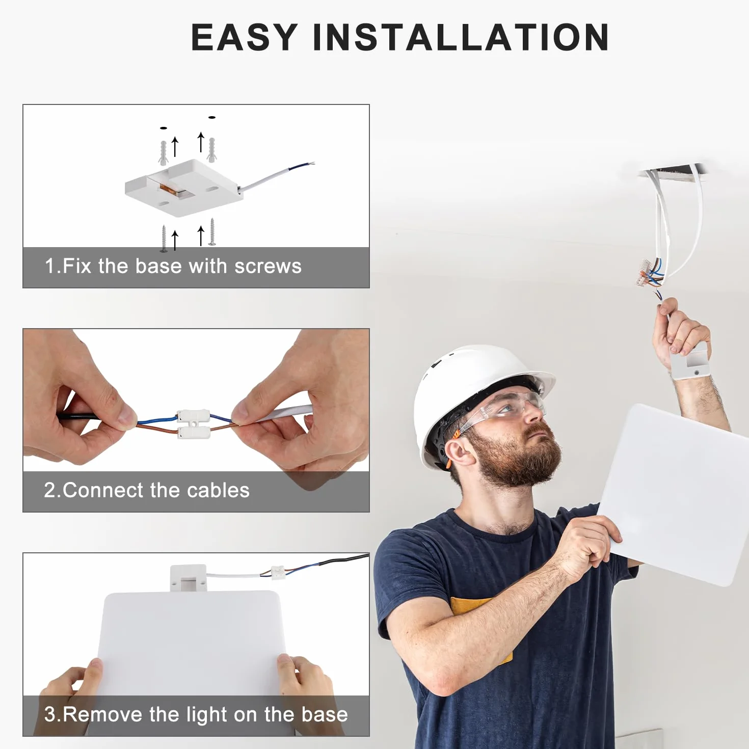 Kambo Lámpara de Techo LED 48W 4320LM Blanco Frío 6500K Plafón Cuadrada Moderno
