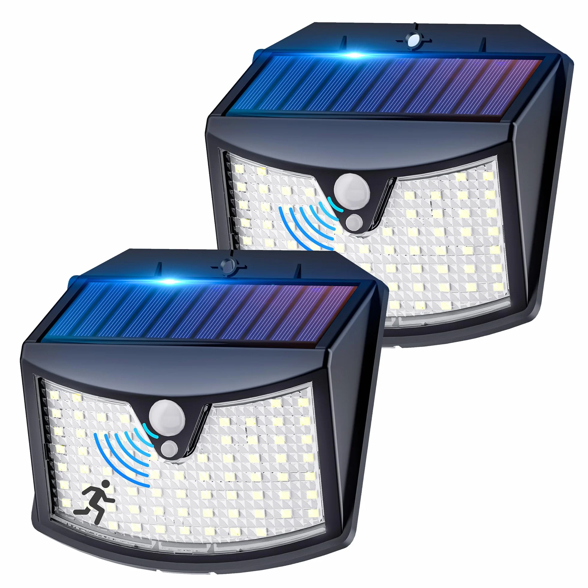 Focos LED Exterior Solares 2 Paquete IP65 Impermeable Sensor Movimiento Blanco Frío