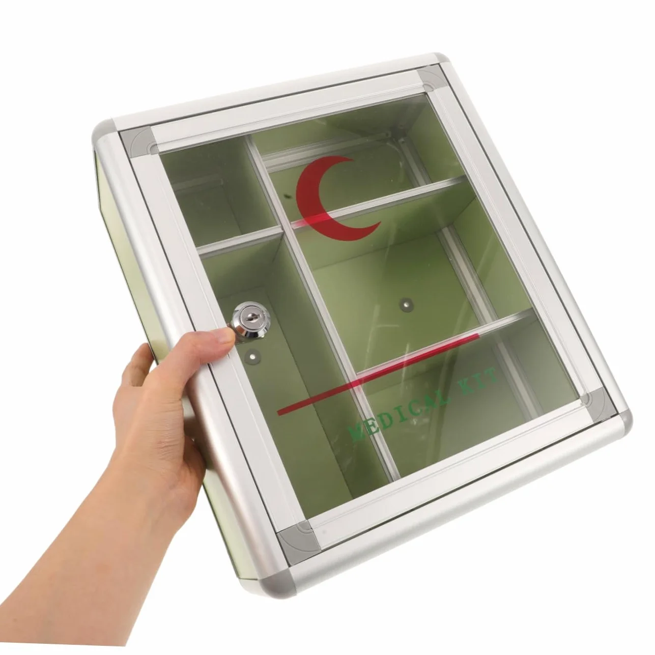 ULTECHNOVO Botiquín de Pared Pequeño con Cerradura para Medicamentos | Aleación de Aluminio y Tablero de Densidad, Almacenamiento Multifuncional, Uso Doméstico y Actividades al Aire Libre