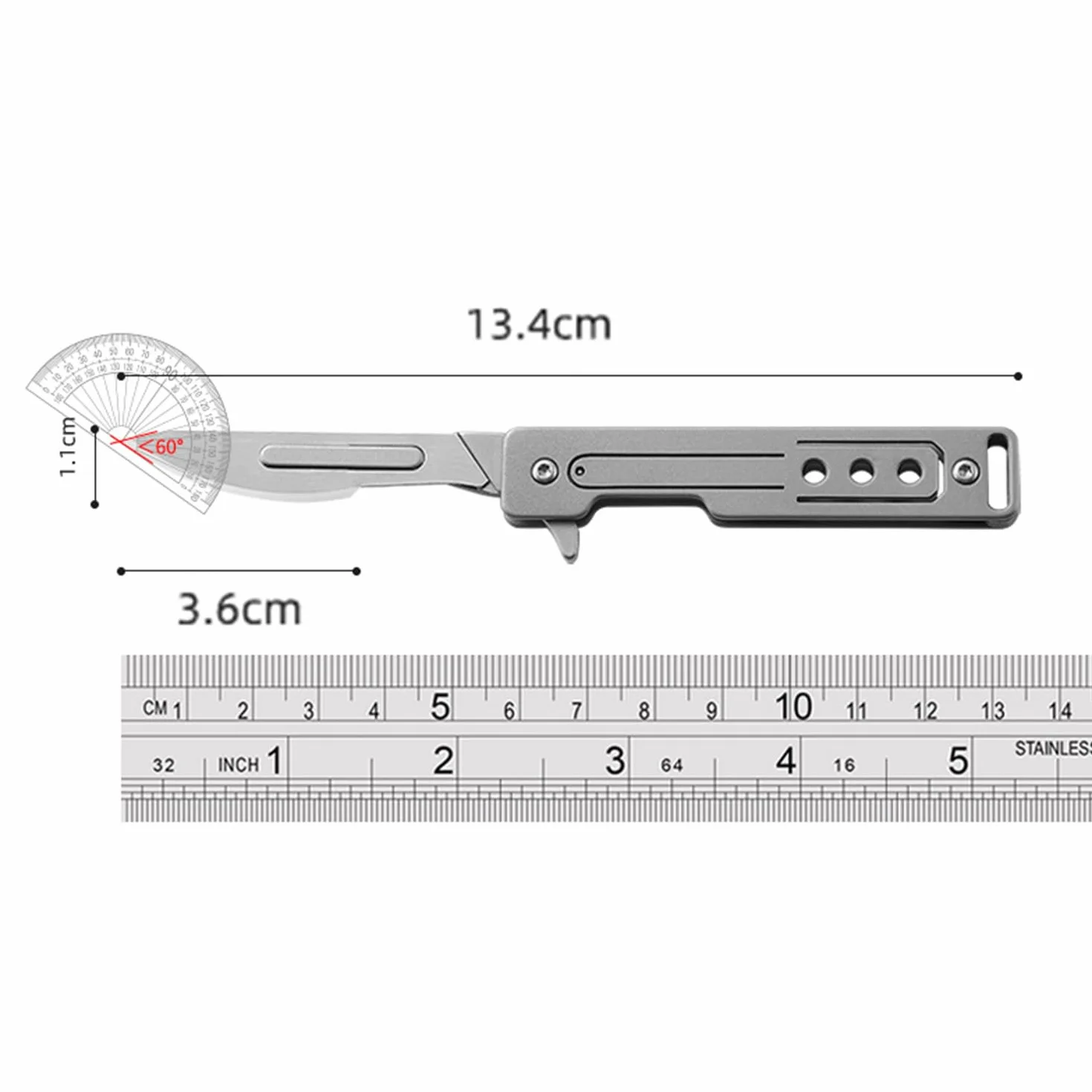 Mini Cuchillo Bisturí de Titanio con 10 Cuchillas Reemplazables, Navaja de Bolsillo con Aleta de Titanio, EDC Pocket Utility Knife, Cuchillo Plegable con Clip de Bolsillo, Navaja Plegable con llavero