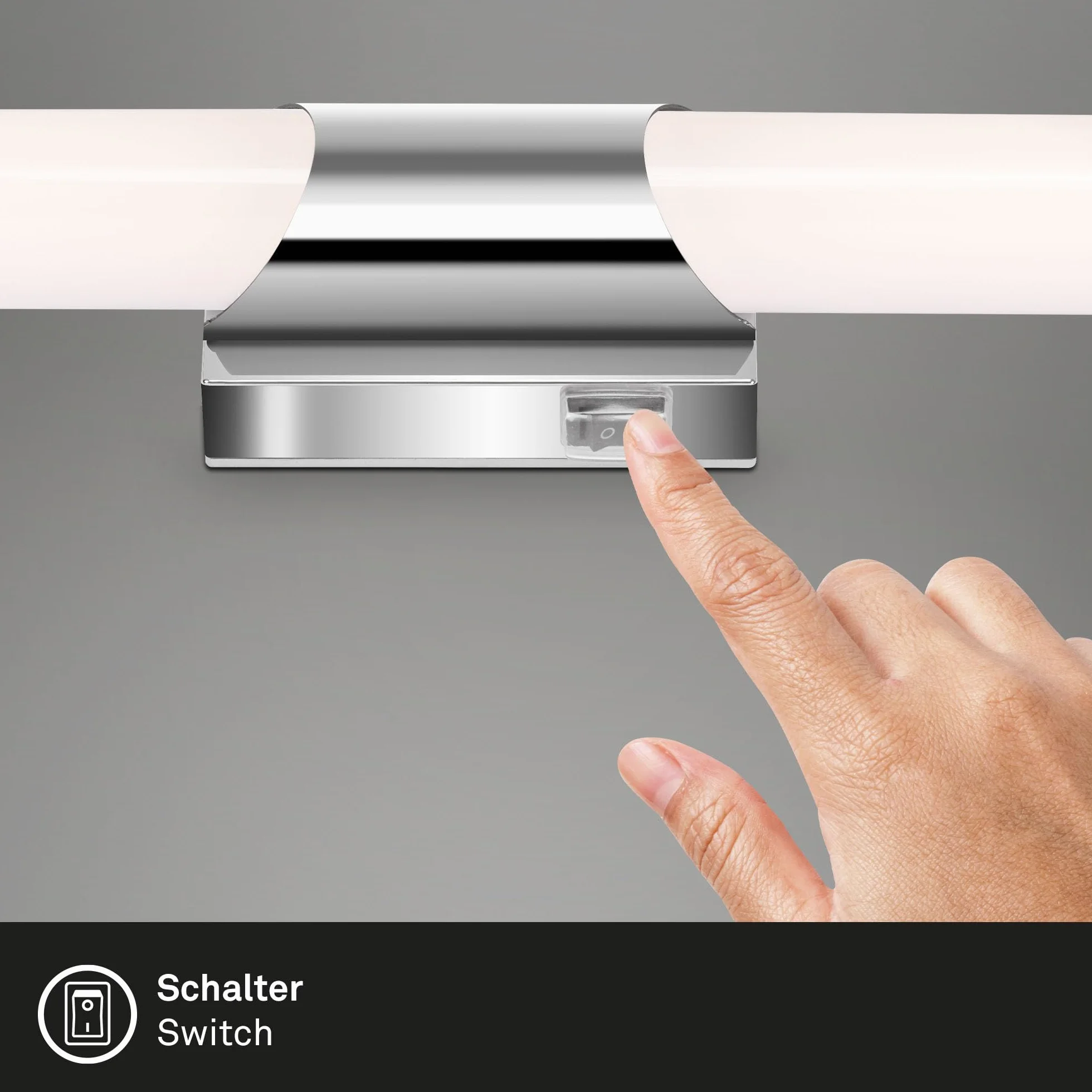 BRILONER Aplique LED baño IP44 6.5W 700lm 4000K cromo-blanco 320x65x68 mm