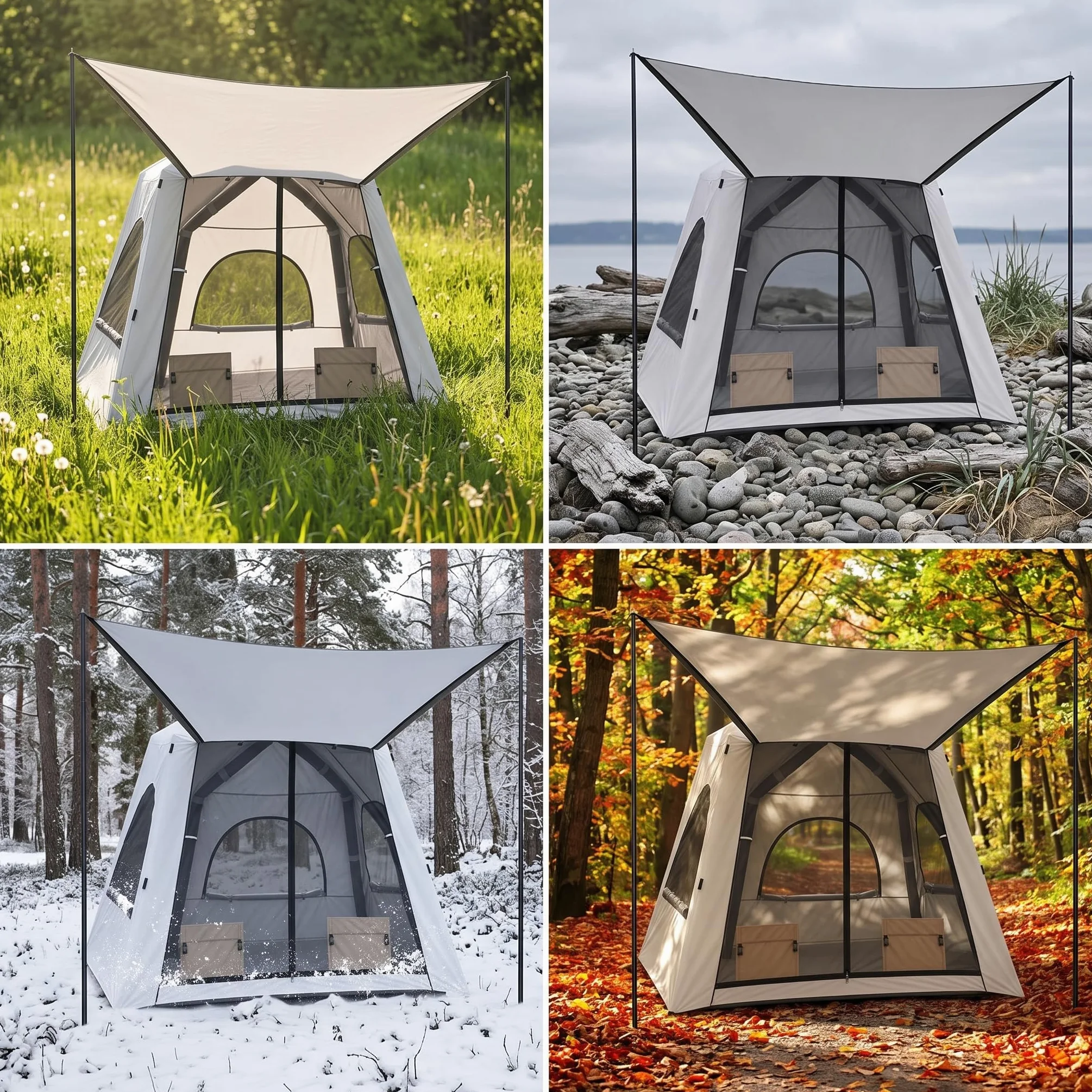 Tienda Inflable Camping para 3 y 6, Tienda Impermeable Montaje rápido, para Noche