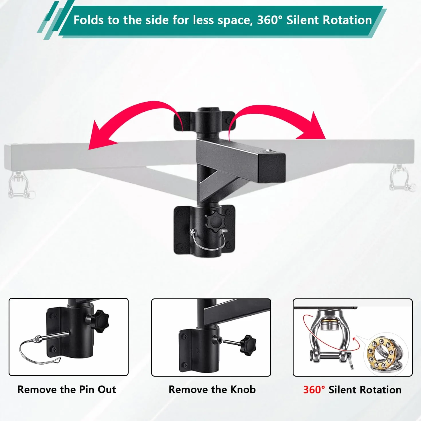 Soporte para Saco de Boxeo - Soporte de Pared Ajustable 44-64cm con Rotación 360° Silenciosa, Heavy Duty 100kg, Construcción en Acero Resistente para Gimnasio Casa/MMA, Soporte para Saco de Boxeo
