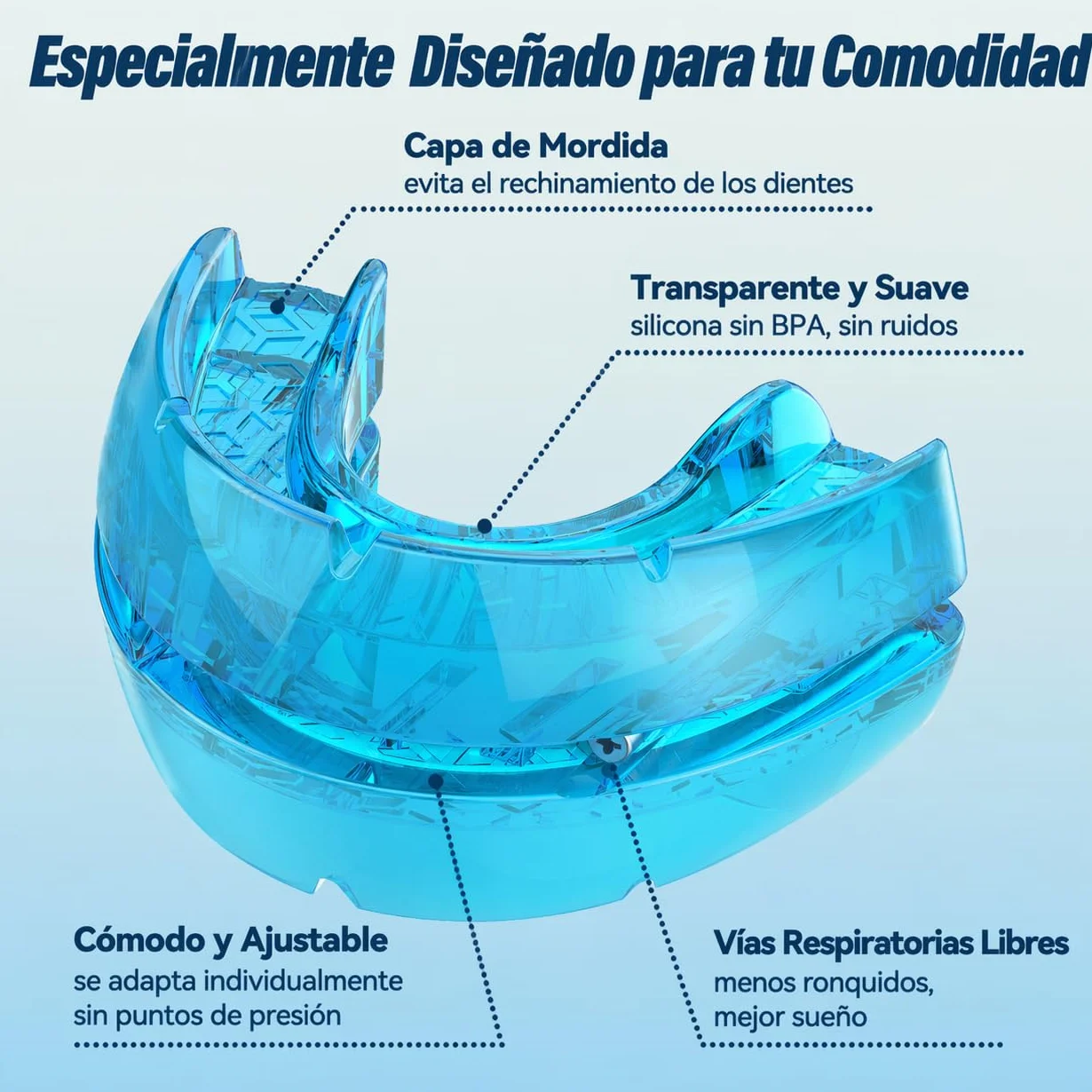 Dispositivo Antironquidos Ajustable Férula Anti Ronquidos para Dormir Mejora del Descanso