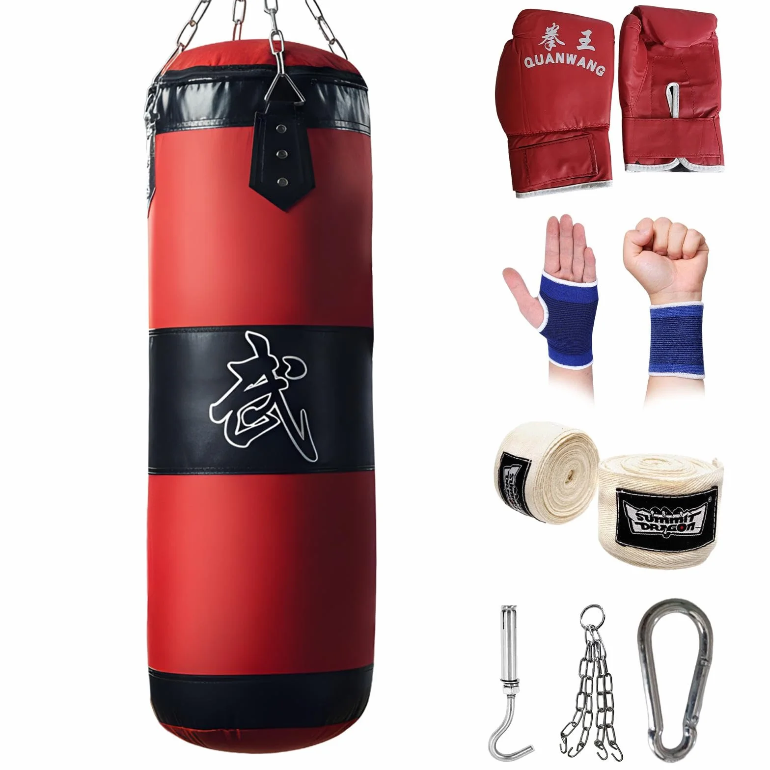 Sacos de Boxeo, Sin-Relleno para Adutos, Cadena, Saco de Boxeo Pesado, MMA, Extremadamente Resistente y Duradero, Kickboxing, Bolsa para Entrenamiento, Fitness, Artes Marciales, Ejercicio Fisico