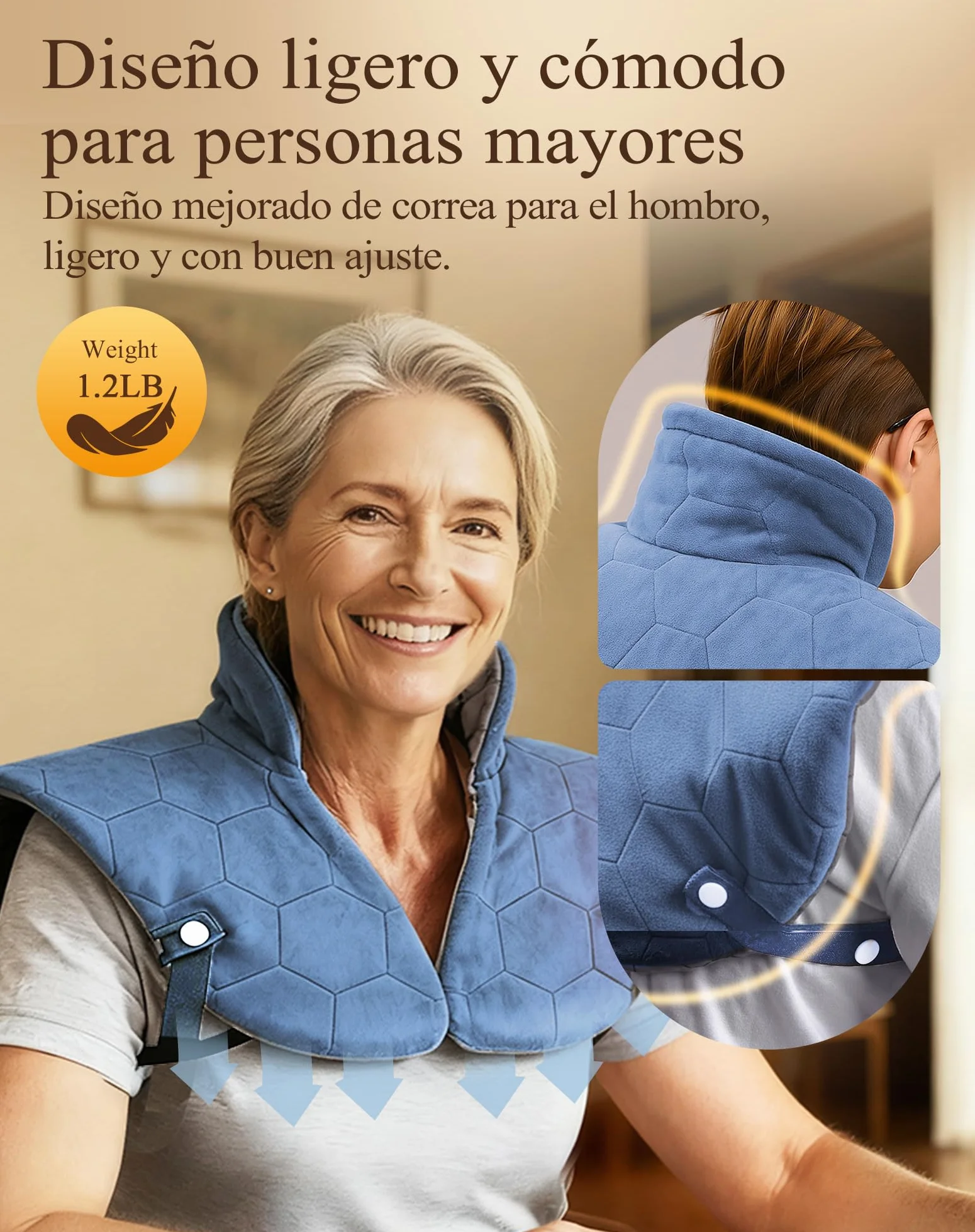 Utk Manta Electrica Espalda y Cuello, Regalo Madre, Manta Electrica Cervical, 30s Hombro Con Calentamiento Rápido, Hasta 70 °C, Equipado Con Banda Elástica, Egalo Mujer, Regalo Navidad (Azul)