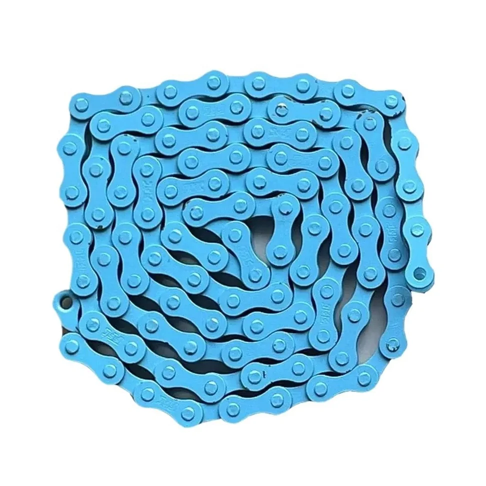 Cadena de Bicicleta, Cadenas de Bicicleta Ligeras y Coloridas de Acero al Carbono de una Sola Velocidad de 94 Secciones(BLU)