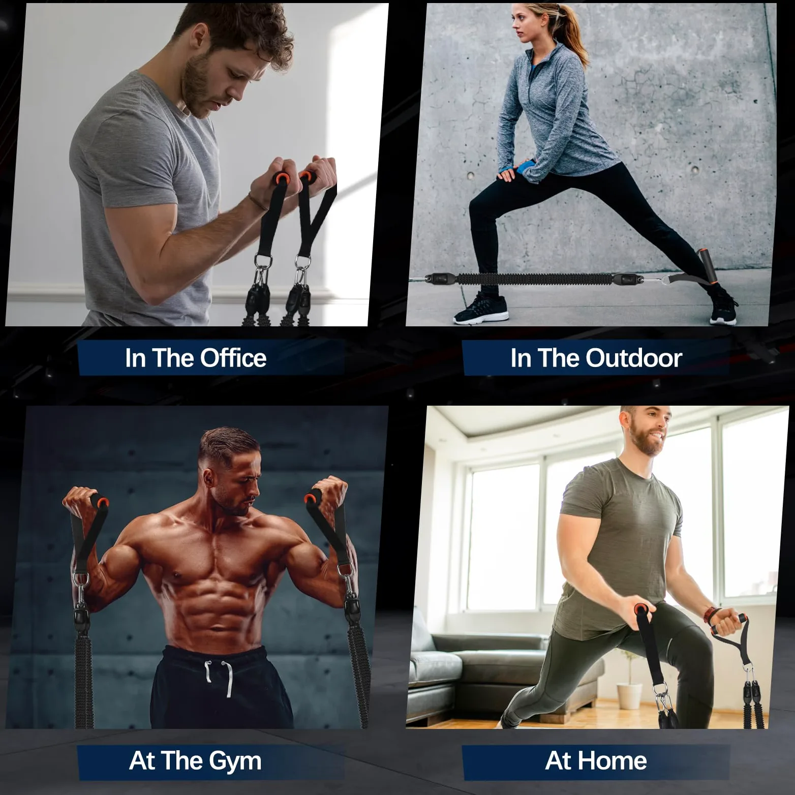 Banda de resistencia de pedal, bandas de ejercicio con asas, cuerda elástica para sentarse, para cintura, brazo, entrenamiento de piernas, equipo de cuerda multifunción para el hogar