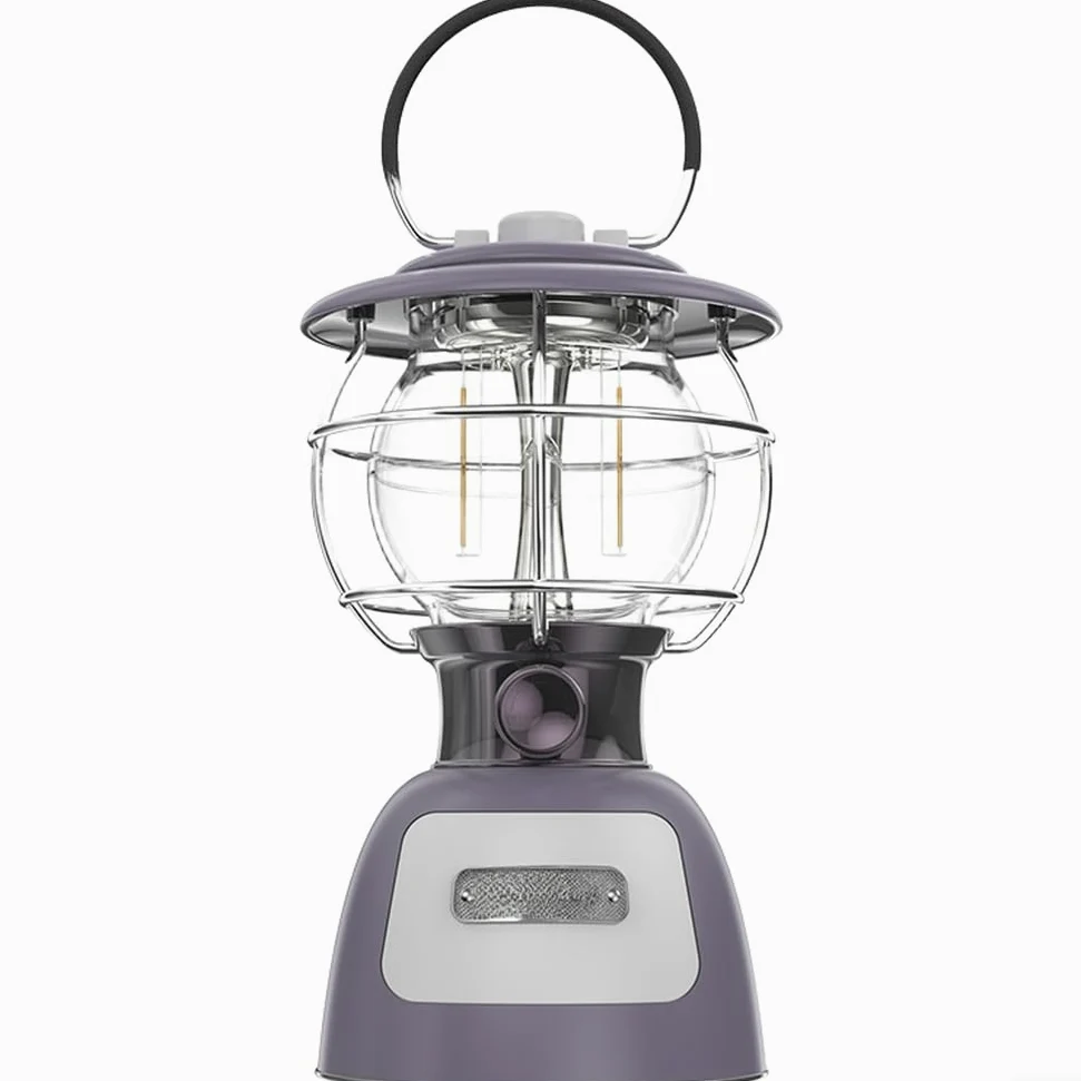 Eawfgtuw Linterna LED de camping con batería de 5200 mAh, luz de tienda regulable para senderismo al aire libre, banco de energía de puerto de carga rápida, lámpara de filamento retro, mango de gancho