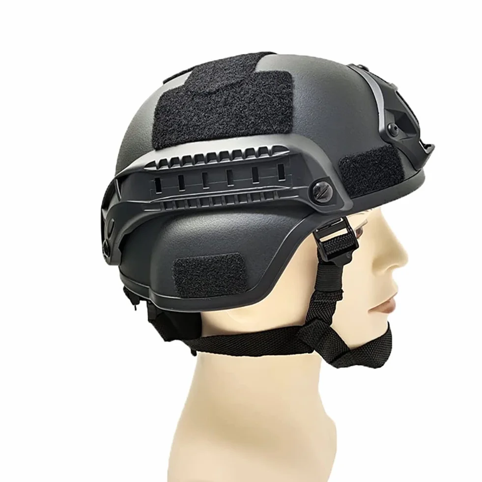 Casco táctico, Casco rápido de Airsoft, Casco Militar Tipo PJ, Casco de Paintball, cabeceo de protección de Montaje NVG Ajustable para la Caza - 22.05-23.62 Pulgadas,Negro