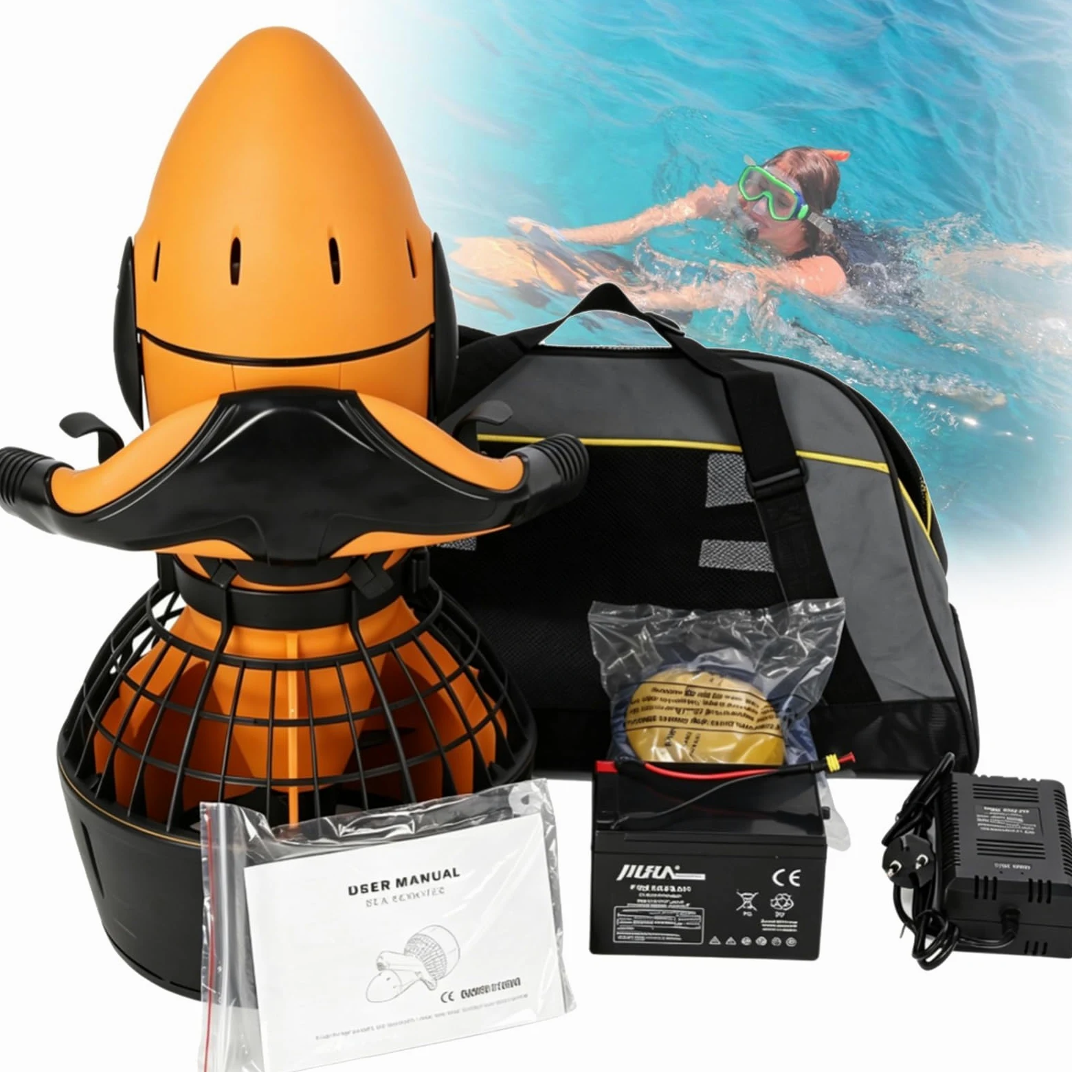 Patinete eléctrico subacuático de 300W/500W,Vehículo Submarino propulsión | Buceo Sea Scooter, Scooter subacuático Inteligente Equipo de Piscina de Aventuras