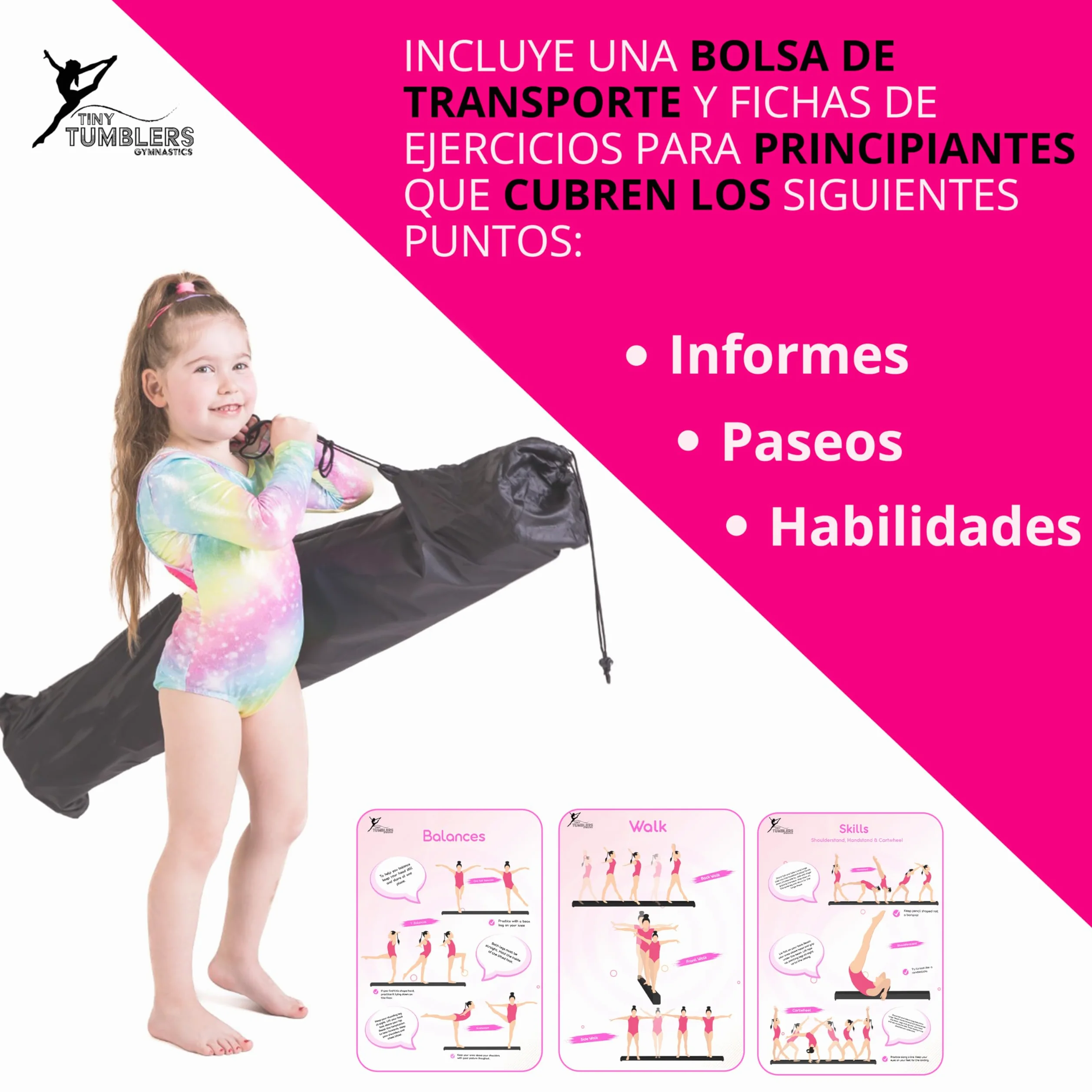 Barra de Equilibrio para niños - Tamaños 210/240/270/300cm Increíble Equipo de Equilibrio para niños en casa - Ante sintético, Espuma EVA de Alta Densidad - Correas de Transporte