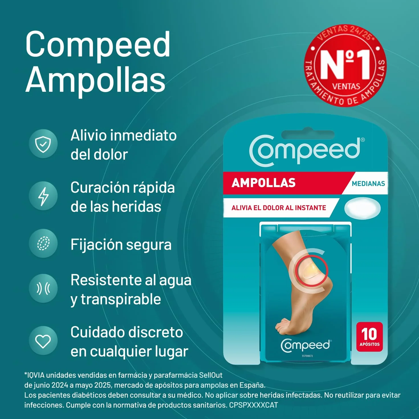 COMPEED Ampollas Medianas Protección Contra Rozaduras Pack 10 uds