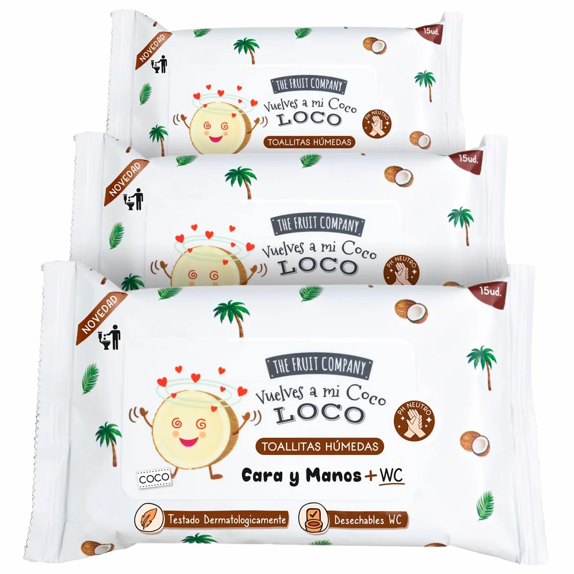 Toallitas Húmedas COCO Manos y Cara WC Formato Bolsillo Pack 3 - The Fruit Company