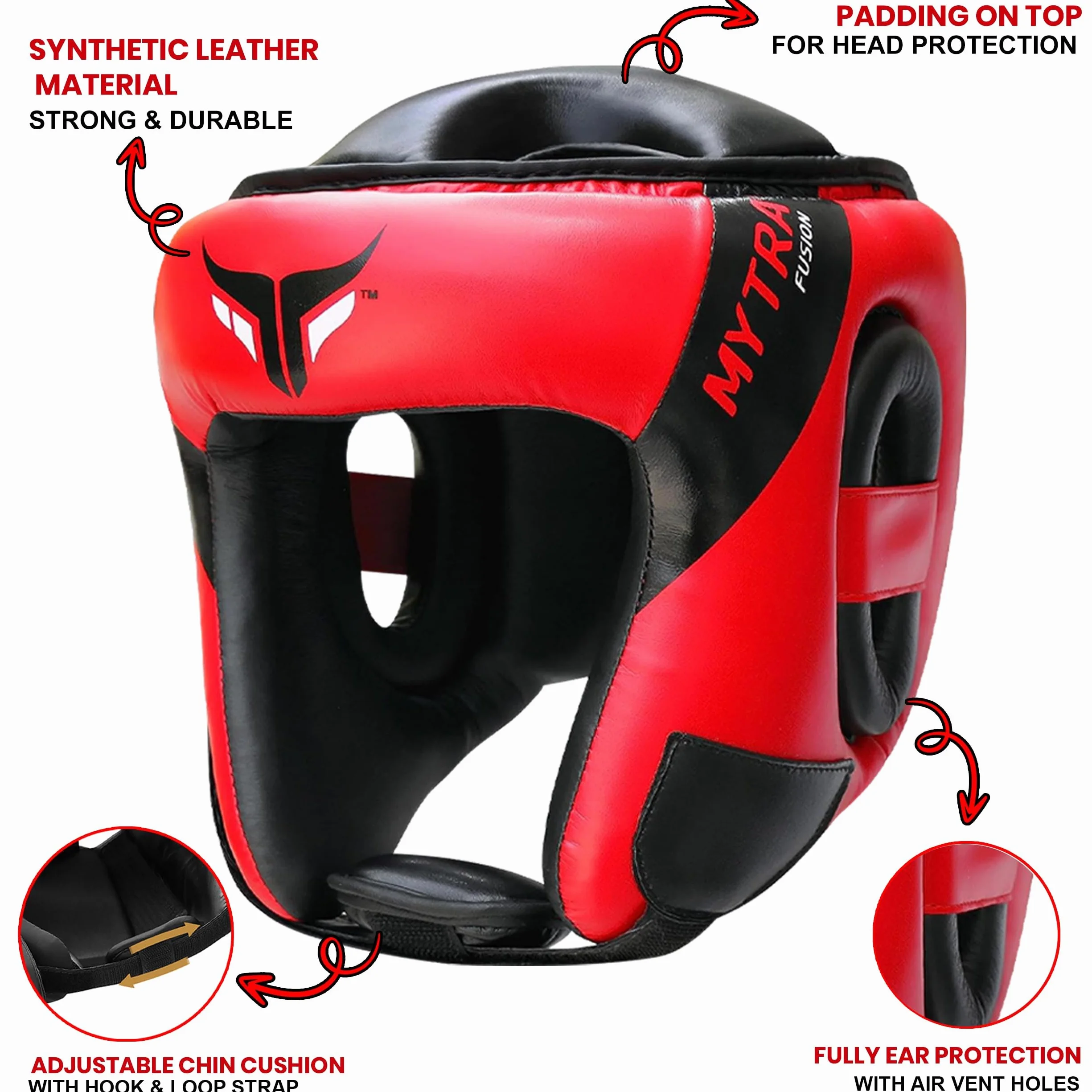 Mytra Fusion Casco Boxeo - Kickboxing Casco con Correa Ajustable MMA, Muay Thai, Sparring, Artes Marciales, Karate Casco de Boxeo