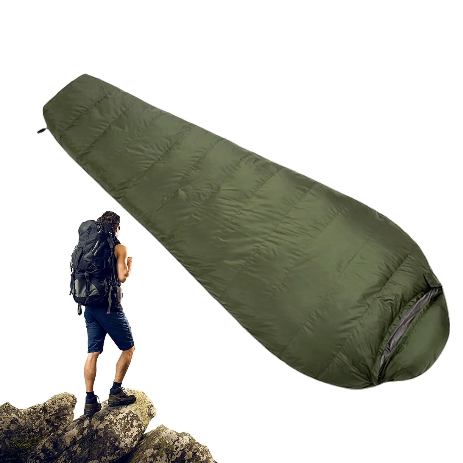 Saco de dormir para clima frío – Down Camp Saco de dormir ligero para clima frío para mochilero | Saco de dormir ligero para adultos impermeable
