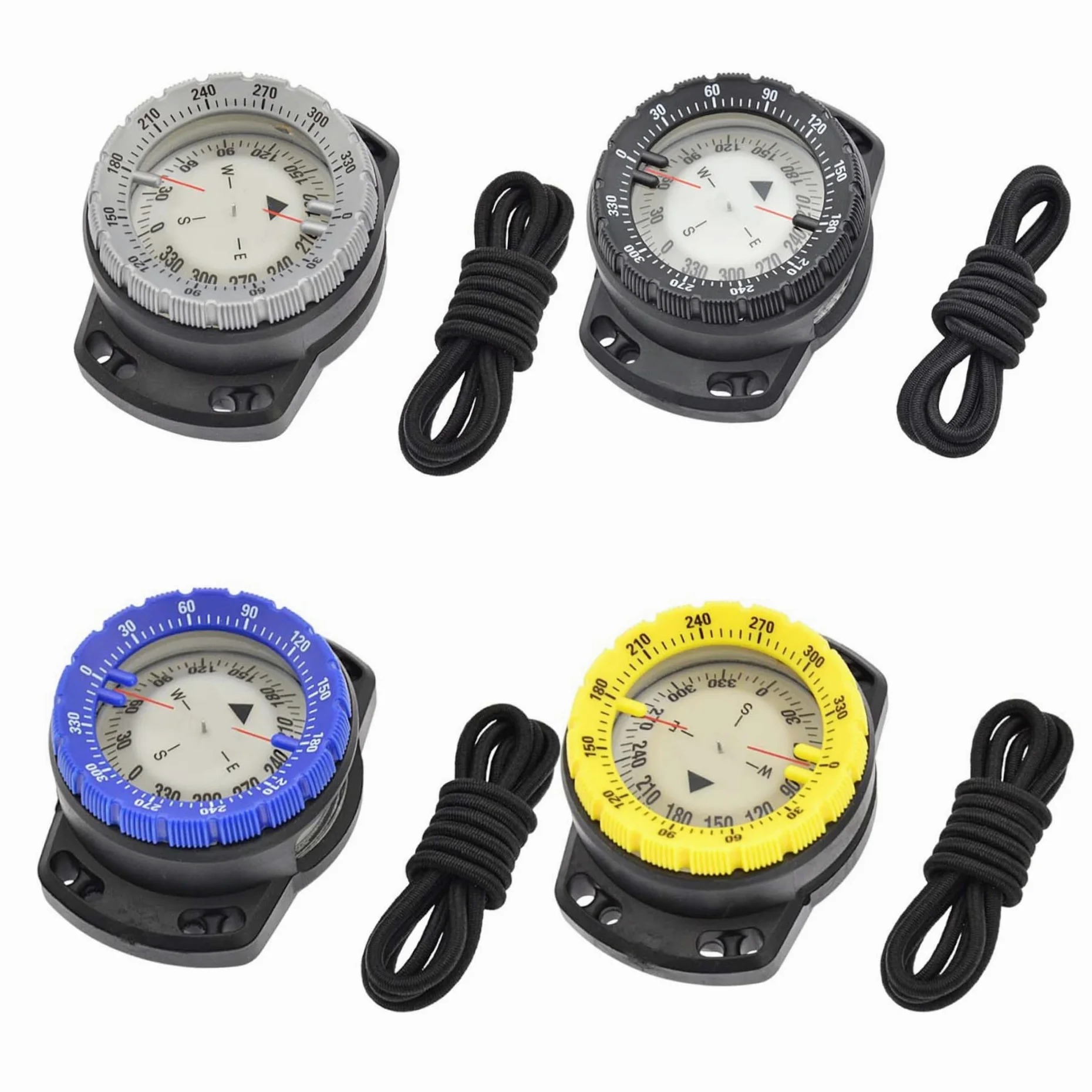 Brújula de buceo Surfing Luminoso bajo el agua Brújula de muñeca de 50 m Visión nocturna Brújula de navegación impermeable con pulsera elástica Brújula Correa de reloj Brújula Brújula de buceo Brújula
