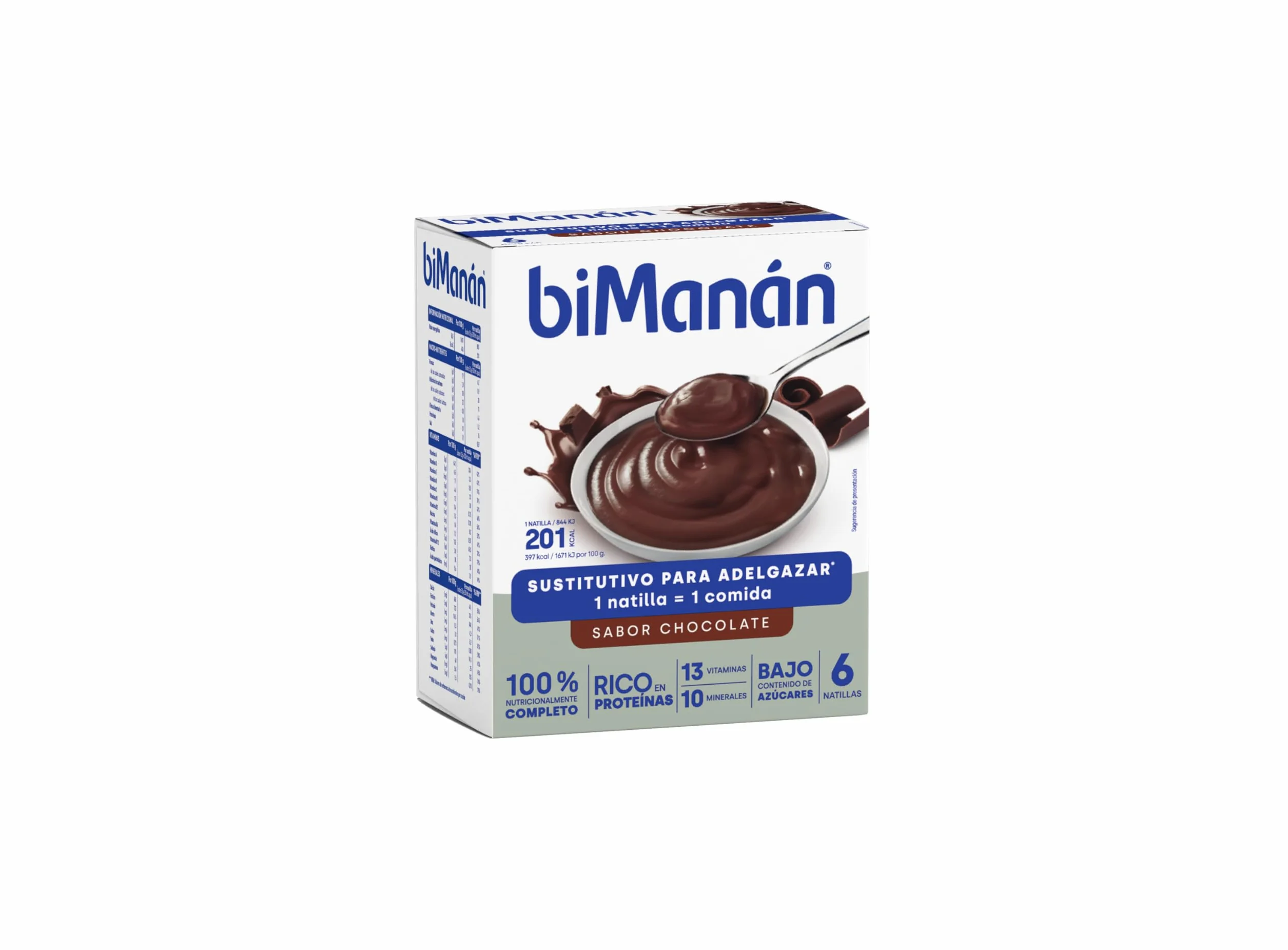 Natillas de Chocolate biManán, Crema Sustitutiva de Comidas para Adelgazar, 6 x 50 g, 300 g