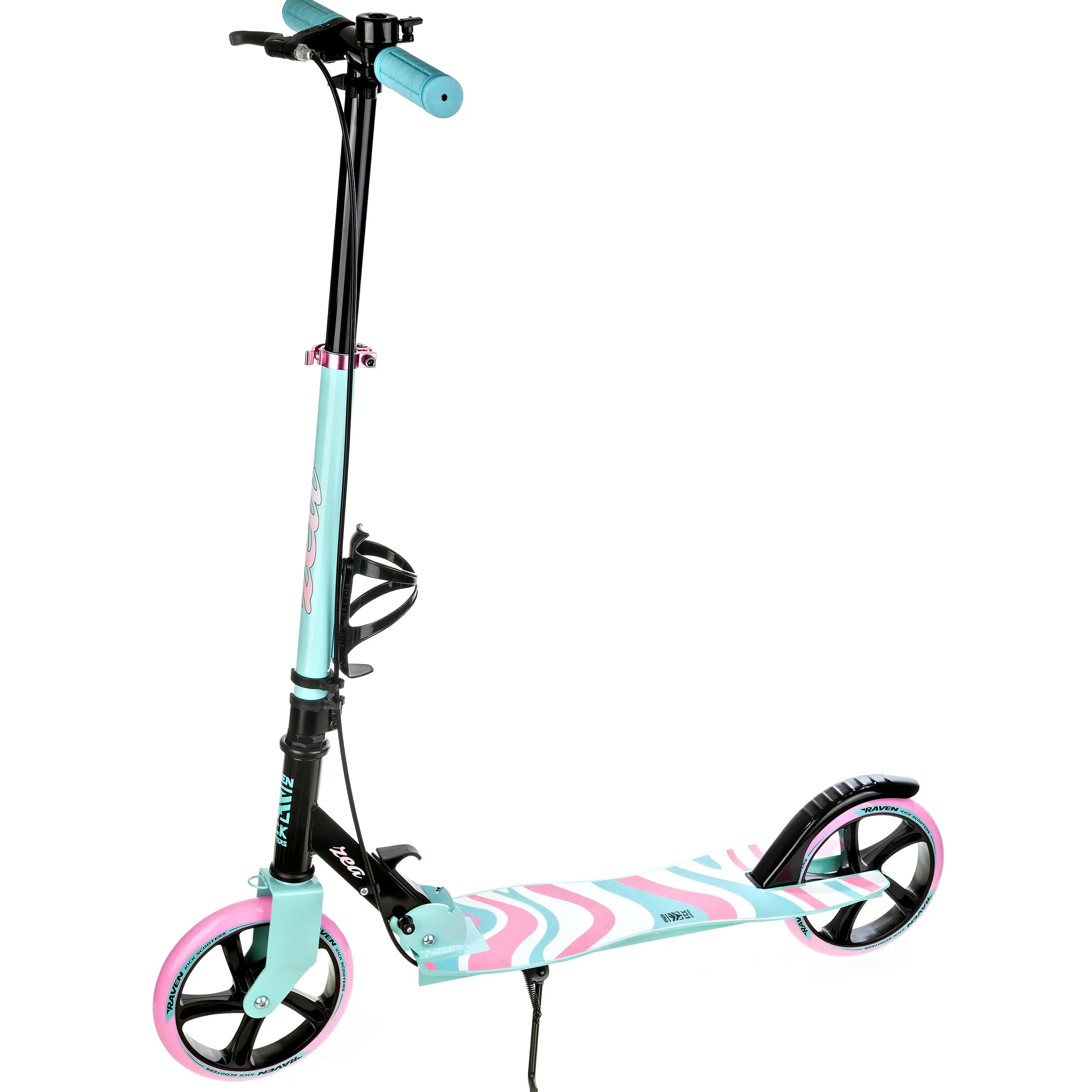 Raven - Patinete para niños y Adultos - Scooter - Patinete - Plegable, Ajustable, Correa de Transporte, Timbre, portabotellas