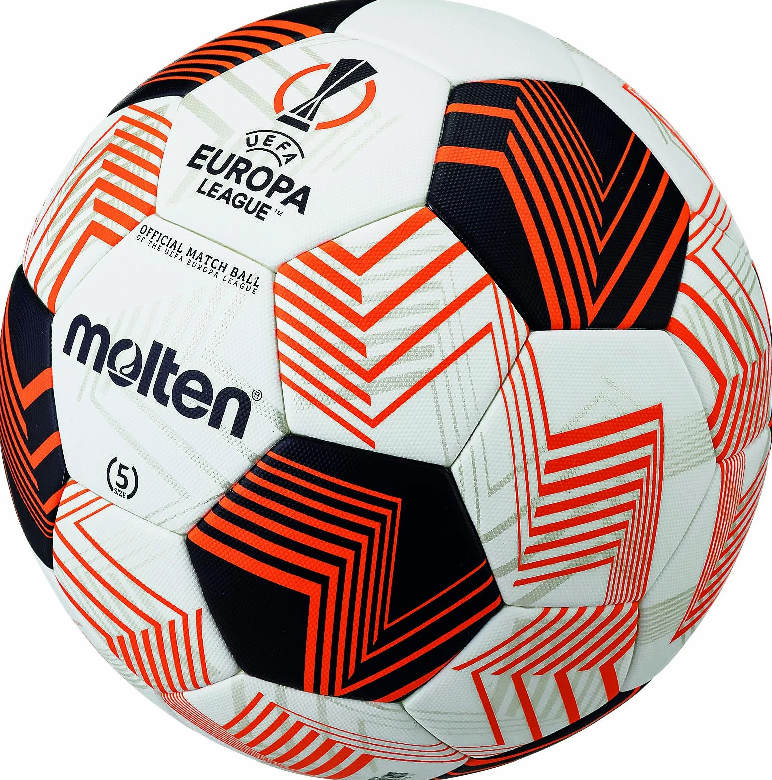 Molten Balón de fútbol 5000 UEL | Balón Oficial de la UEFA Europa League | Acentec Mejora la precisión de la Textura Mate adherida FIFA Quality Pro Ultimate | Talla 5 - para niños y niñas a Partir de