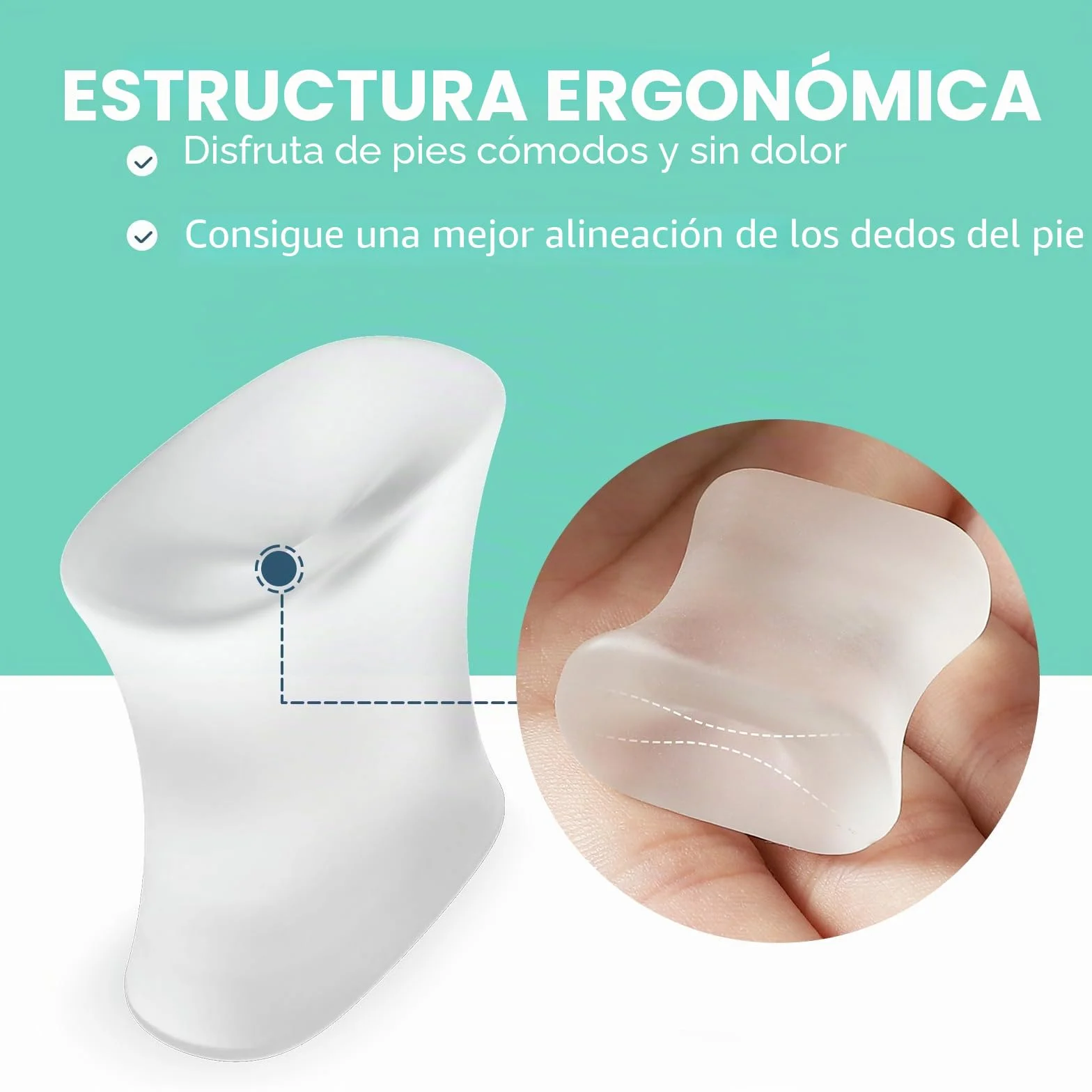 Welnove Gel Separador de Dedos de los Pies Mejorado - Paquete de 8 Separadores de Silicona con Aloe Vera para Enderezar Dedos Superpuestos, Callos