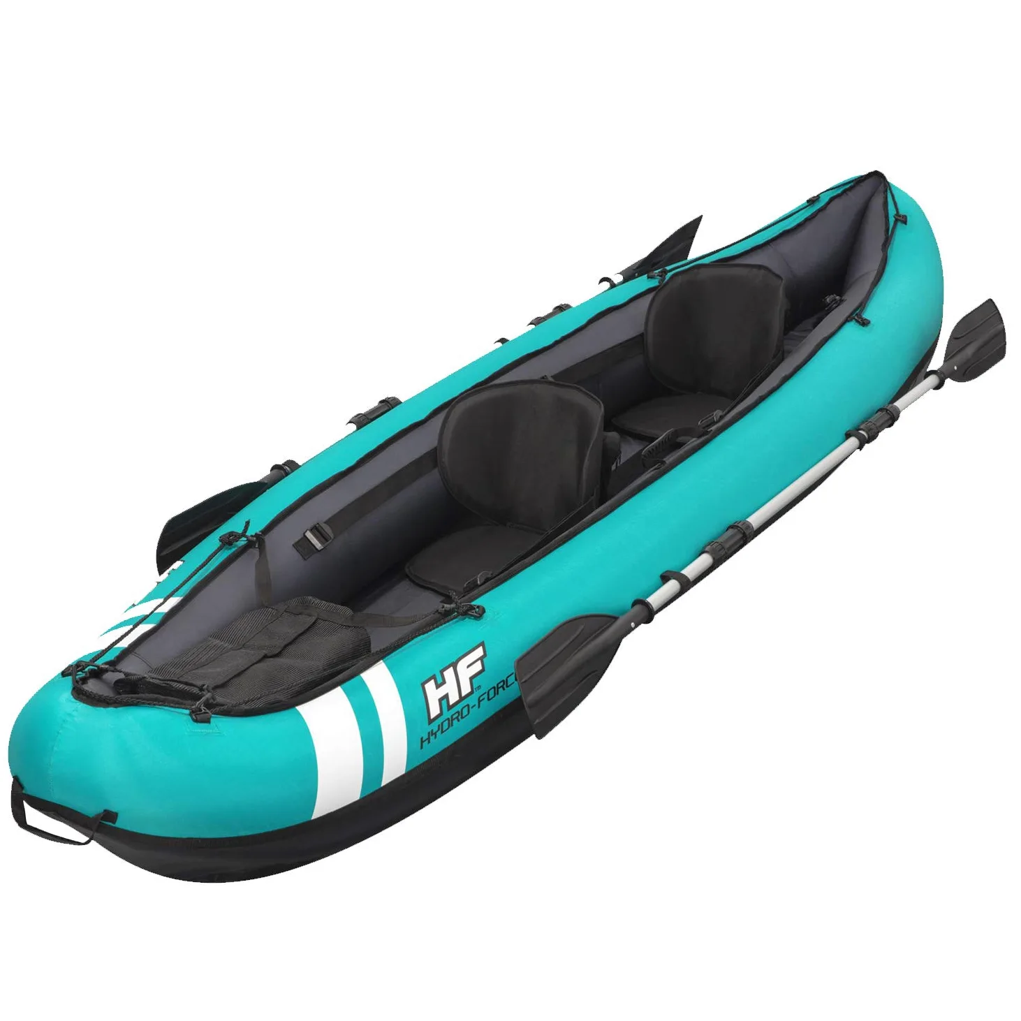 Bestway Hydroforce Ventura - Juego de Kayak para 2 Personas, Juego de Barco Inflable con Bomba de Mano, Remo y Bolsa de Almacenamiento