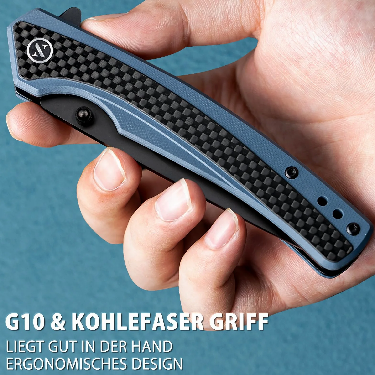 NedFoss Afilada navaja plegable, navaja de bolsillo con clip, cierre de forro seguro, Cuchillo de una mano de acero d2, adecuada para camping, Adecuado para camping, senderismo