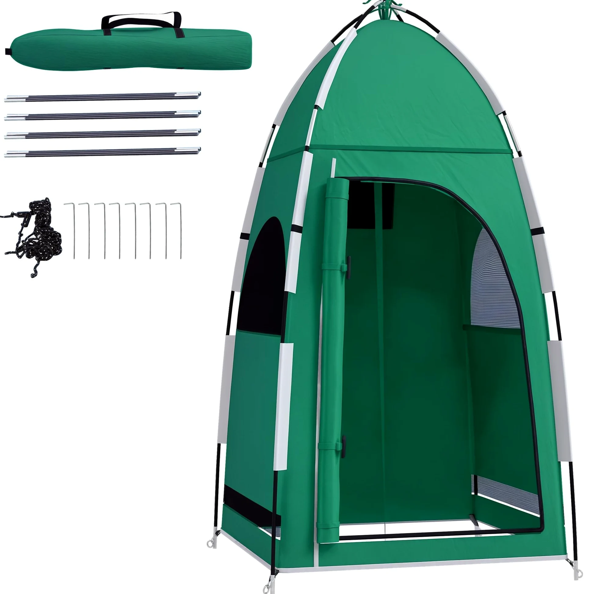 Outsunny Tienda de Campaña Portátil Ducha UPF30+ 122x122x213 cm Verde