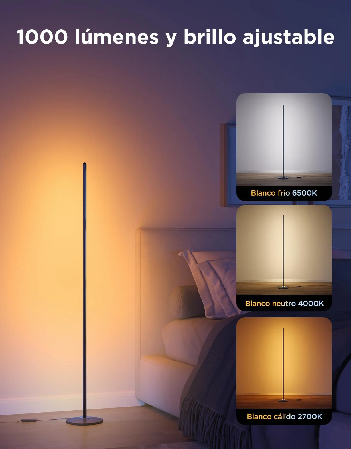 Govee Lámpara de Pie RGBIC LED 16 Millones de Colores 61 Modos de Escena Sincronización Musical Alexa Google Assistant Matter