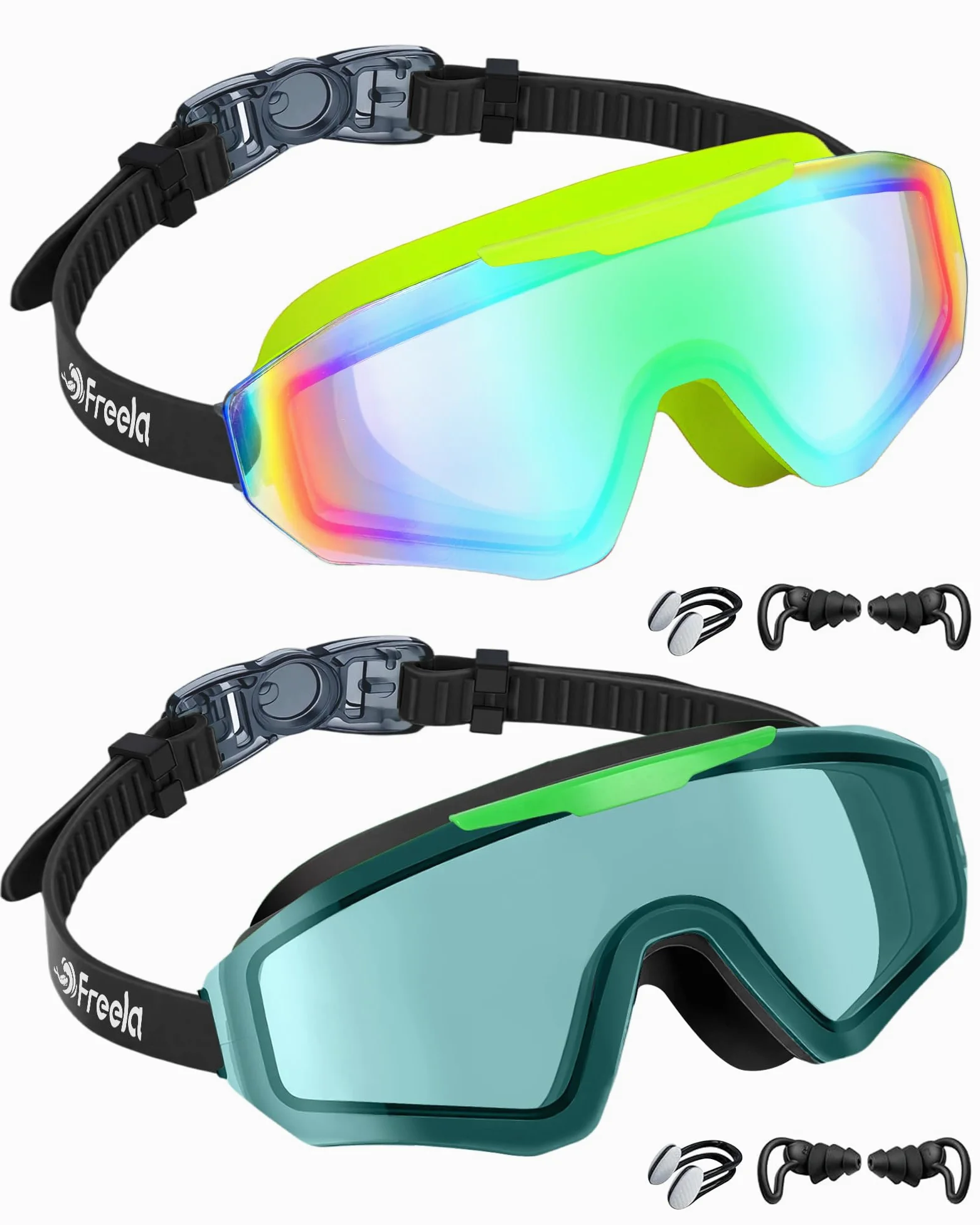Freela Paquete de 2 gafas de natación para niños de 8 a 16 años, protección UV antivaho, capa extra de silicona, gafas de natación para niños y niñas