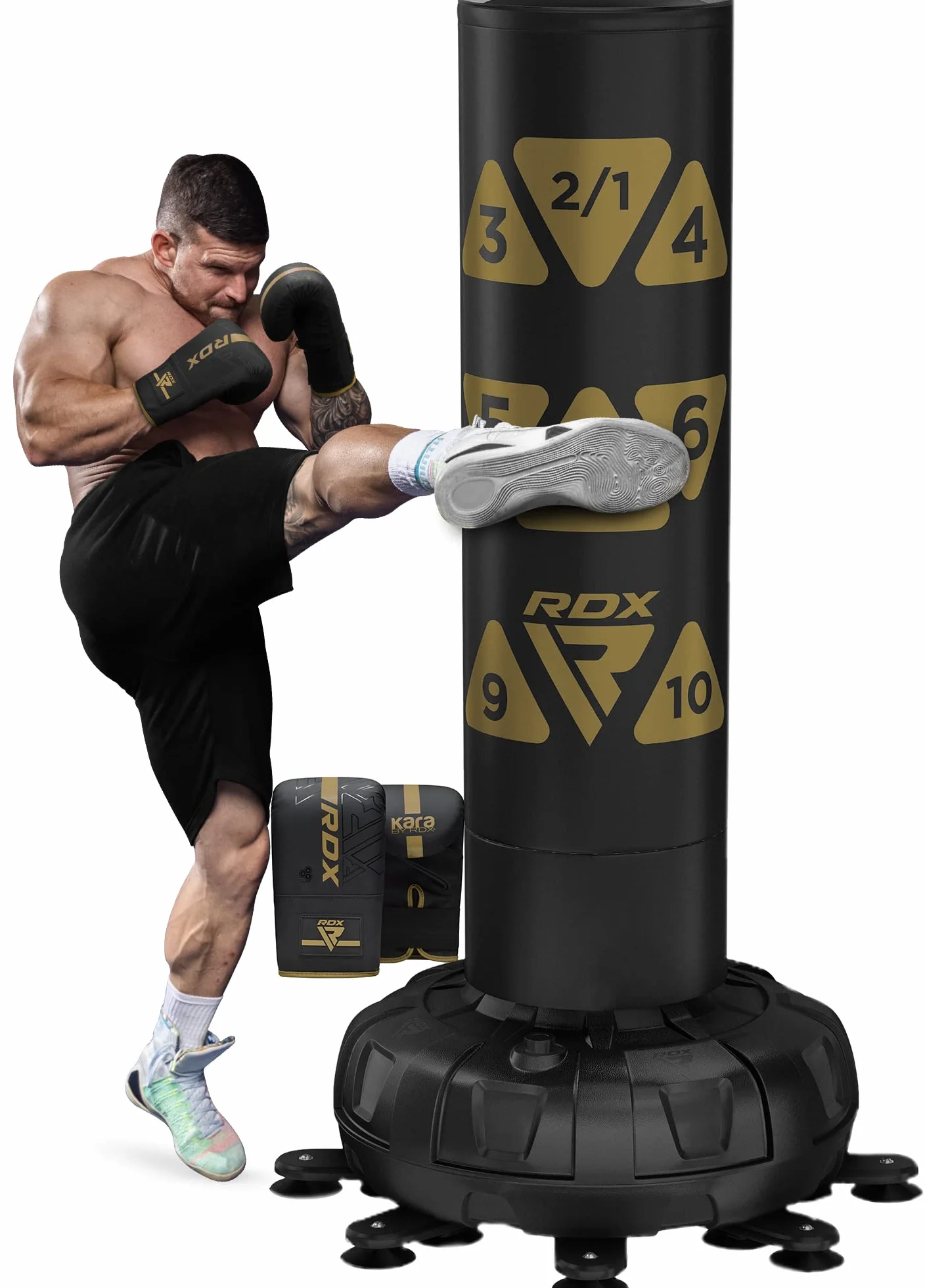RDX 6FT XXL Saco de Boxeo Pie Puñetazos Guantes para Artes Marciales Mixtas, 150KG Pesado Peber Adultos, Equipo Entrenamiento Gimnasio Casa, 17 Ventosas Bolsa para